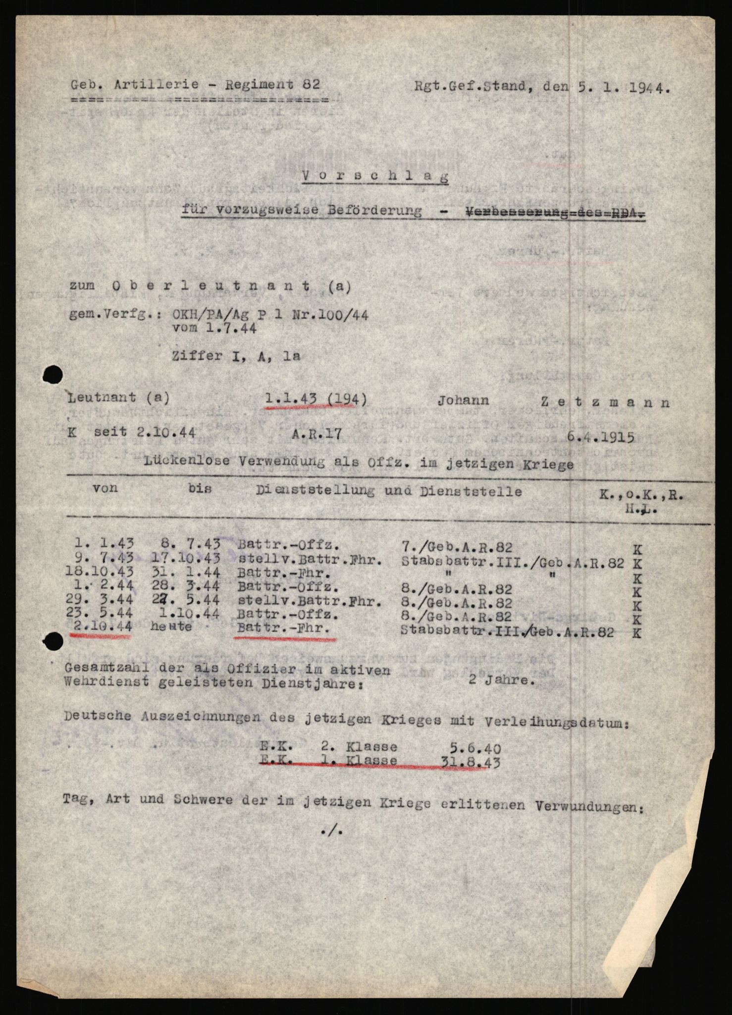 Forsvarets Overkommando. 2 kontor. Arkiv 11.4. Spredte tyske arkivsaker, AV/RA-RAFA-7031/D/Dar/Dara/L0019: Personalbøker og diverse, 1940-1945, p. 654