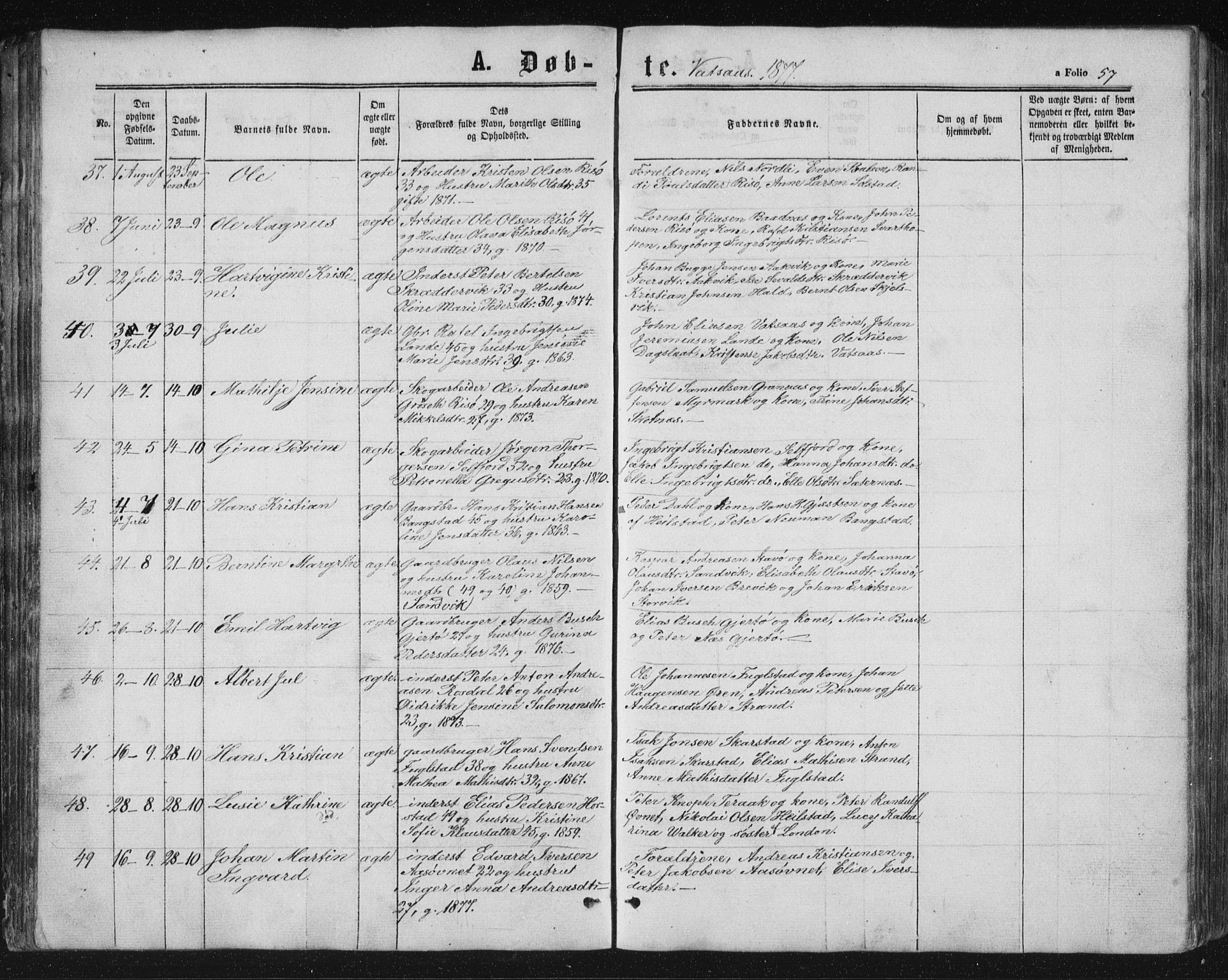 Ministerialprotokoller, klokkerbøker og fødselsregistre - Nordland, AV/SAT-A-1459/810/L0158: Parish register (copy) no. 810C02 /1, 1863-1883, p. 57