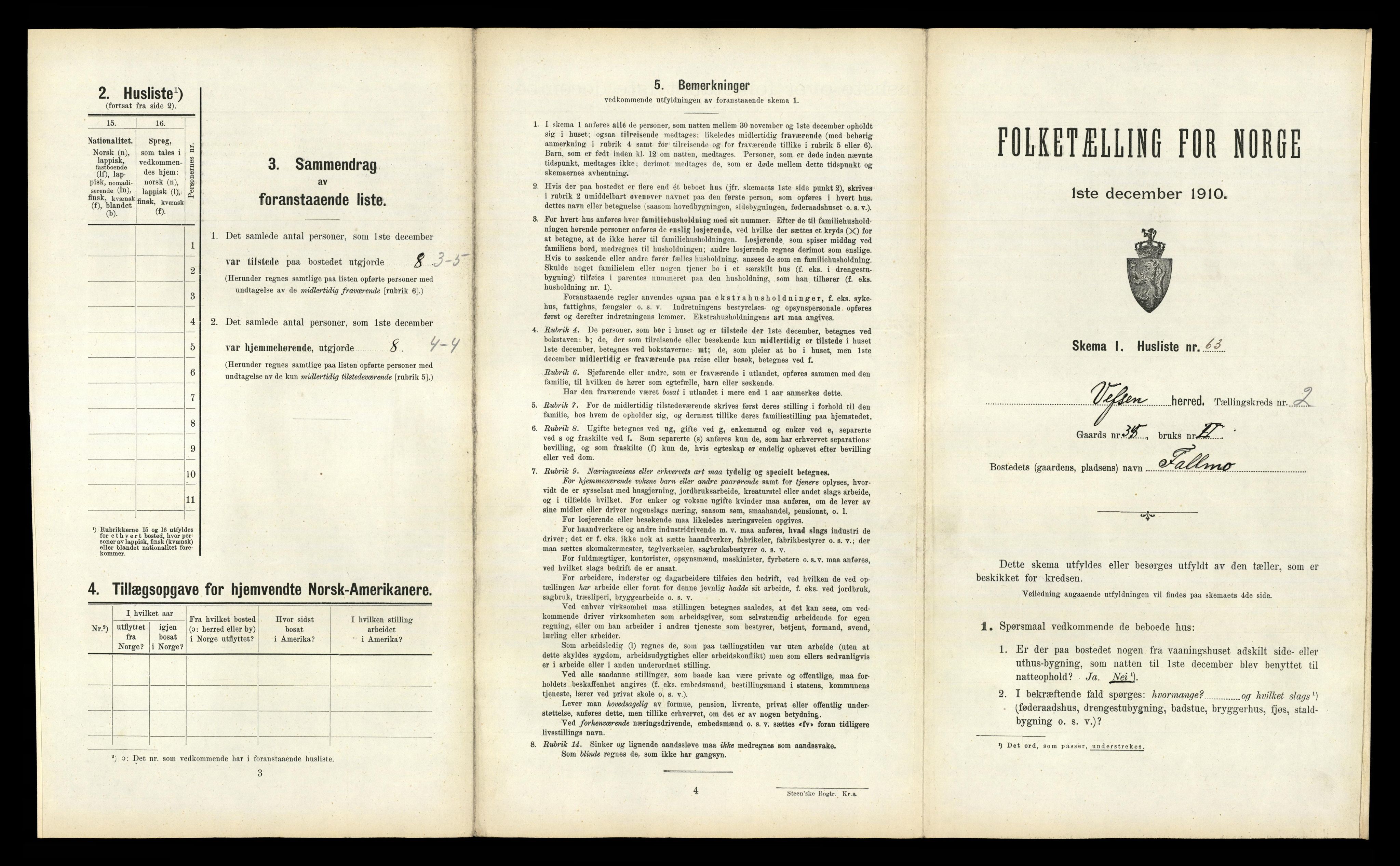 RA, 1910 census for Vefsn, 1910, p. 220