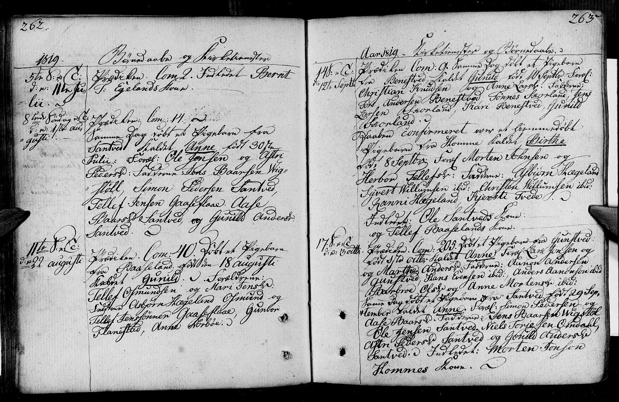 Vennesla sokneprestkontor, AV/SAK-1111-0045/Fa/Faa/L0002: Parish register (official) no. A 2, 1785-1834, p. 262-263