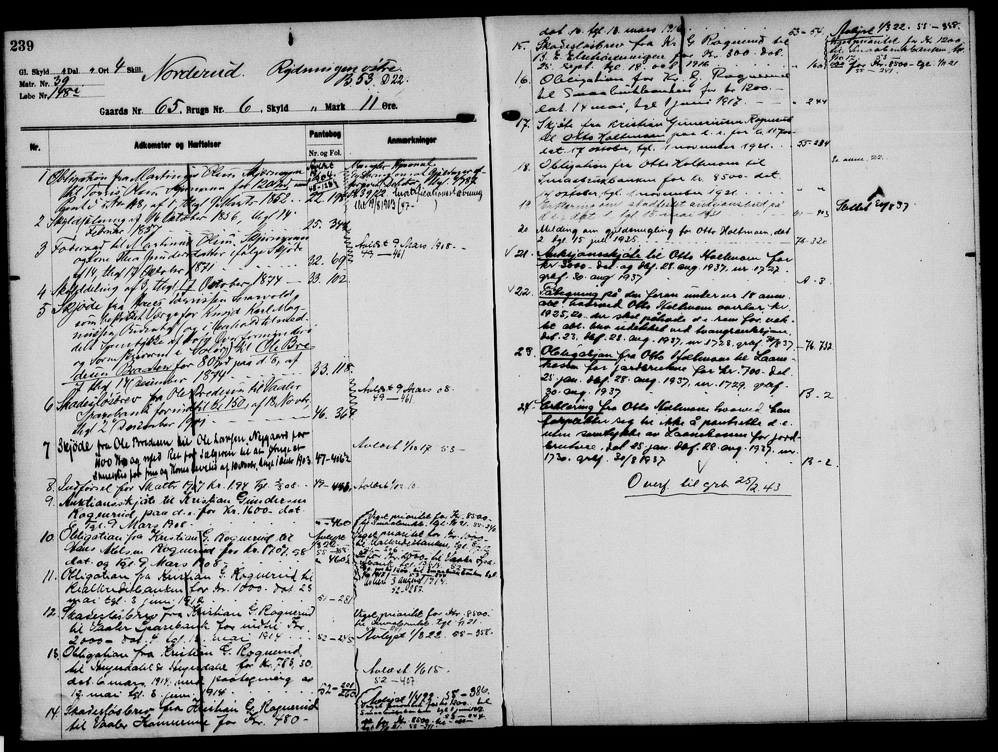 Solør tingrett, AV/SAH-TING-008/H/Ha/Hak/L0005: Mortgage register no. V, 1900-1935, p. 239