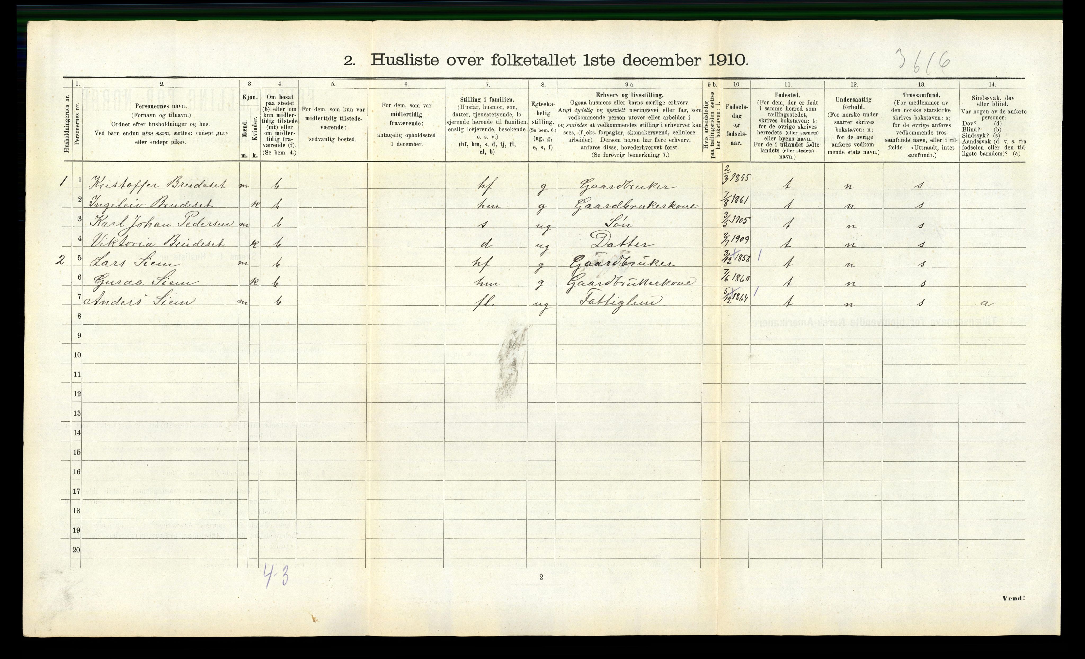 RA, 1910 census for Eresfjord og Vistdal, 1910, p. 92