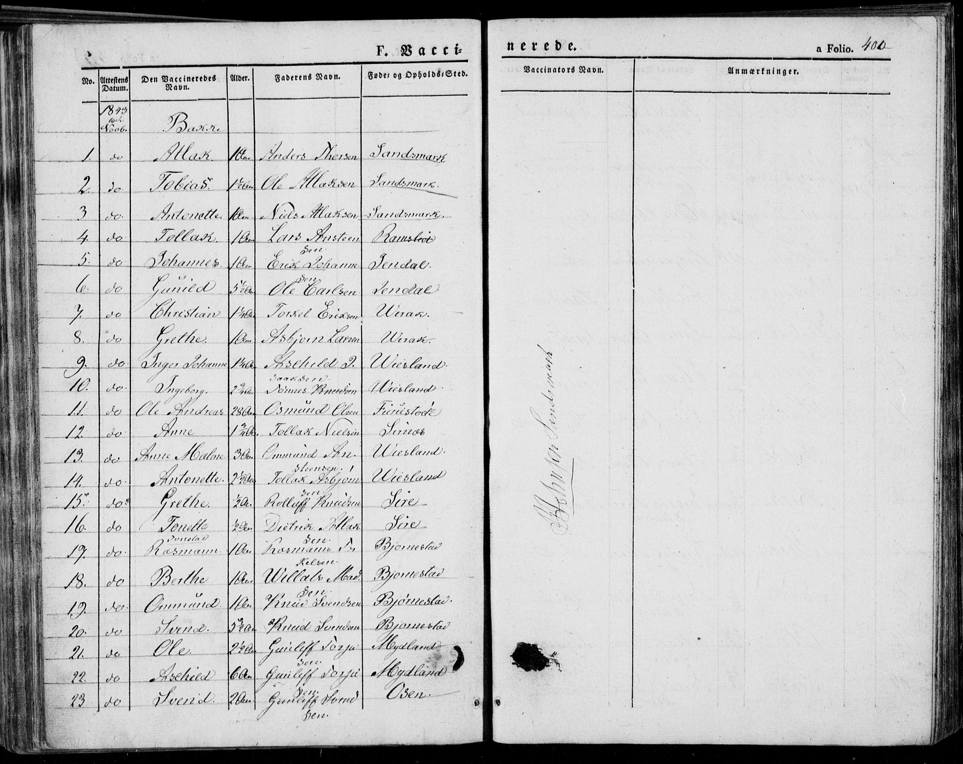 Bakke sokneprestkontor, SAK/1111-0002/F/Fa/Faa/L0004: Parish register (official) no. A 4, 1834-1846, p. 400