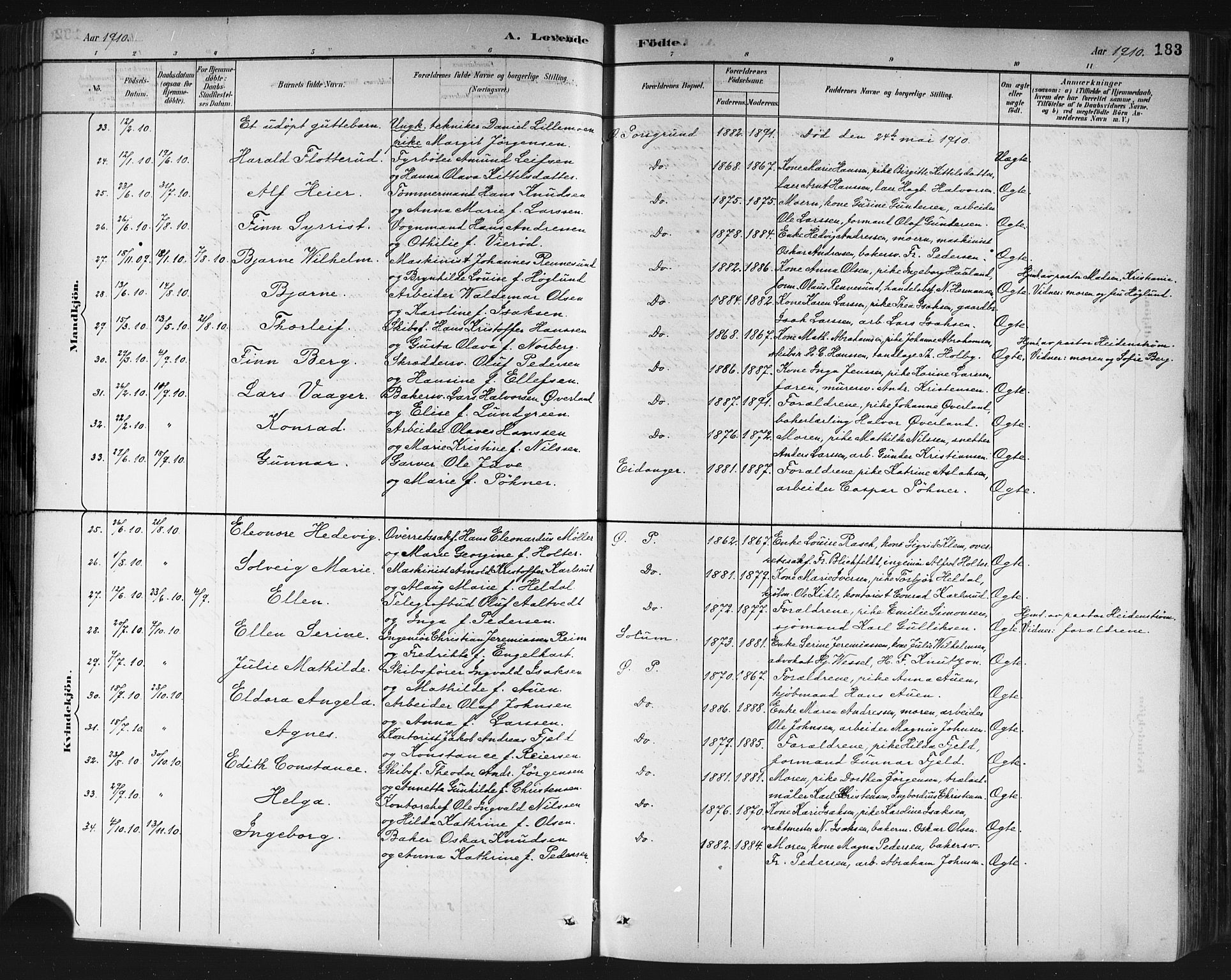 Porsgrunn kirkebøker , AV/SAKO-A-104/G/Gb/L0005: Parish register (copy) no. II 5, 1883-1915, p. 183