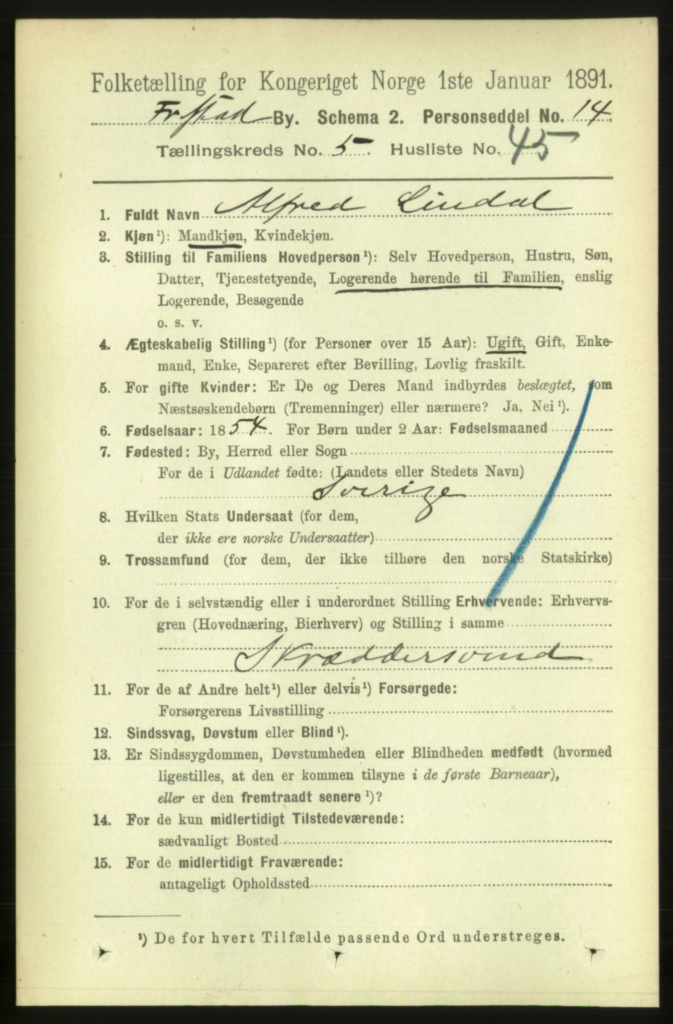 RA, 1891 census for 0103 Fredrikstad, 1891, p. 7224