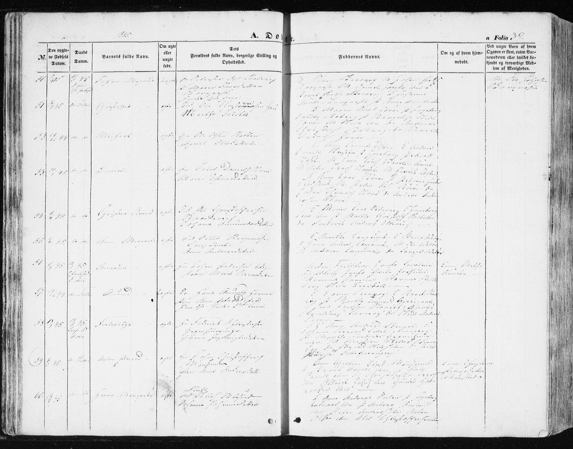 Ministerialprotokoller, klokkerbøker og fødselsregistre - Sør-Trøndelag, AV/SAT-A-1456/634/L0529: Parish register (official) no. 634A05, 1843-1851, p. 39