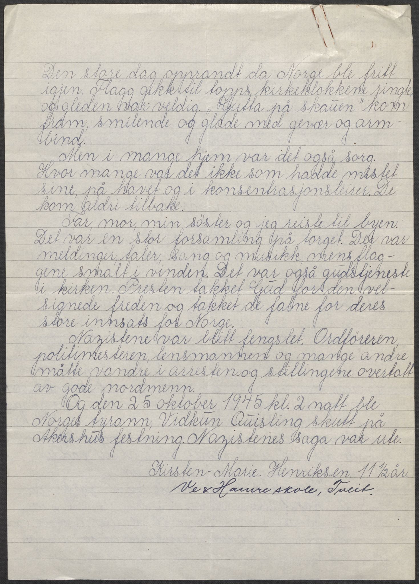 Det norske totalavholdsselskap, AV/RA-PA-0419/E/Eb/L0603: Skolestiler om krigstida (ordnet topografisk etter distrikt og skole), 1946, p. 564