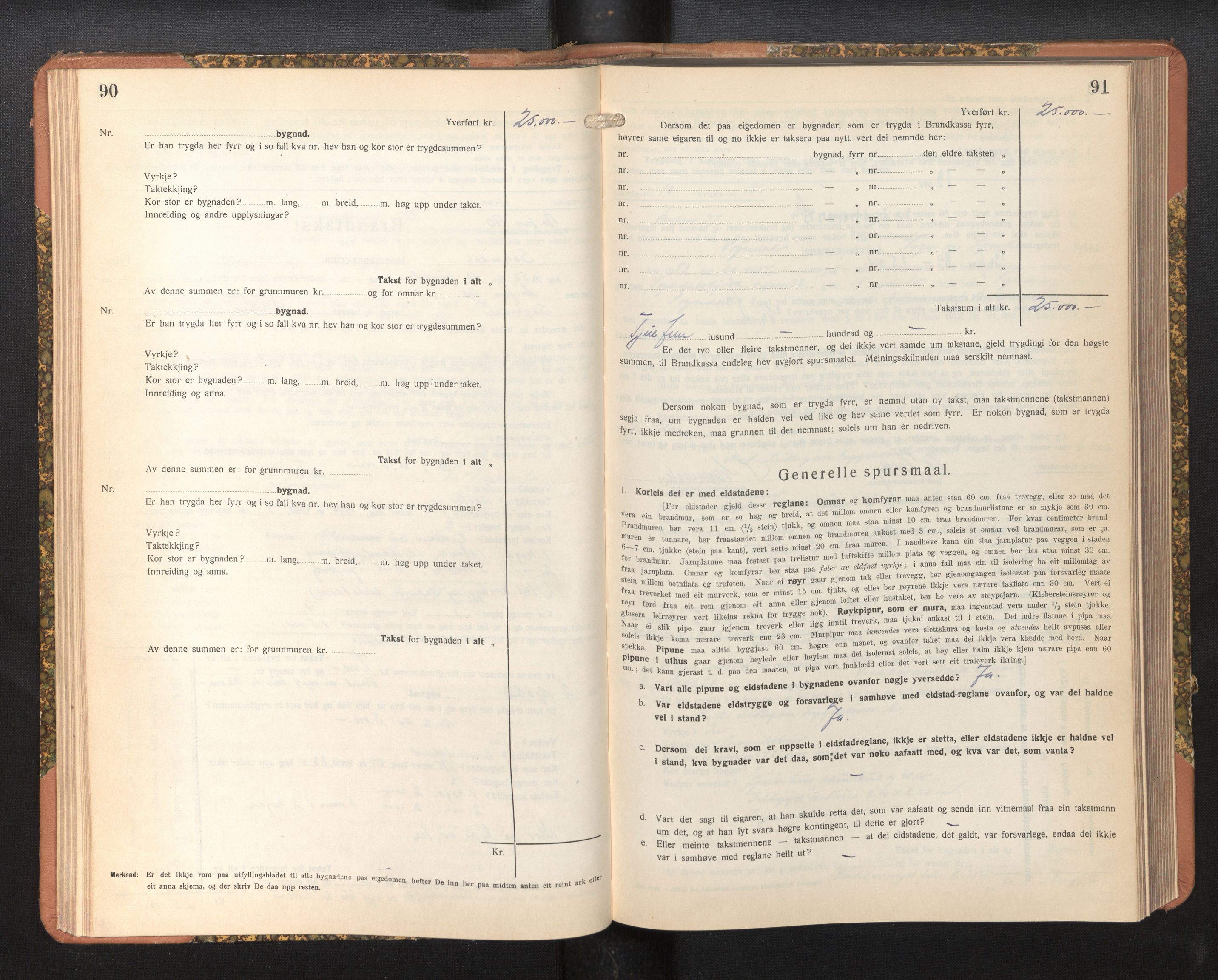Lensmannen i Sogndal, AV/SAB-A-29901/0012/L0019: Branntakstprotokoll, Sogndalsfjøra, skjematakst, 1944-1954, p. 90-91