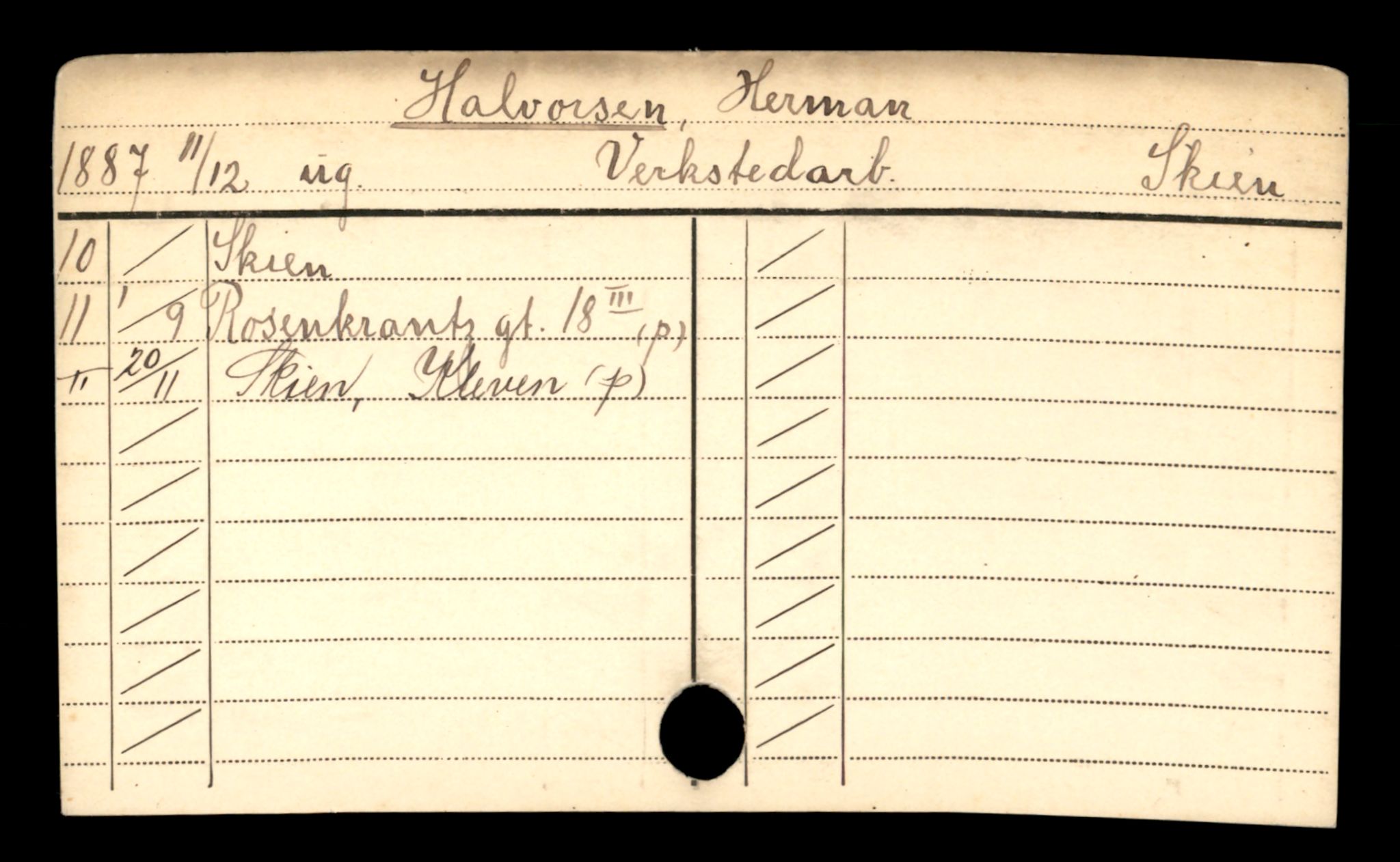 Oslo folkeregister, Registerkort, SAO/A-11715/D/Da/L0028: Menn: Halvorsen Herman - Hansen Arnt, 1906-1919