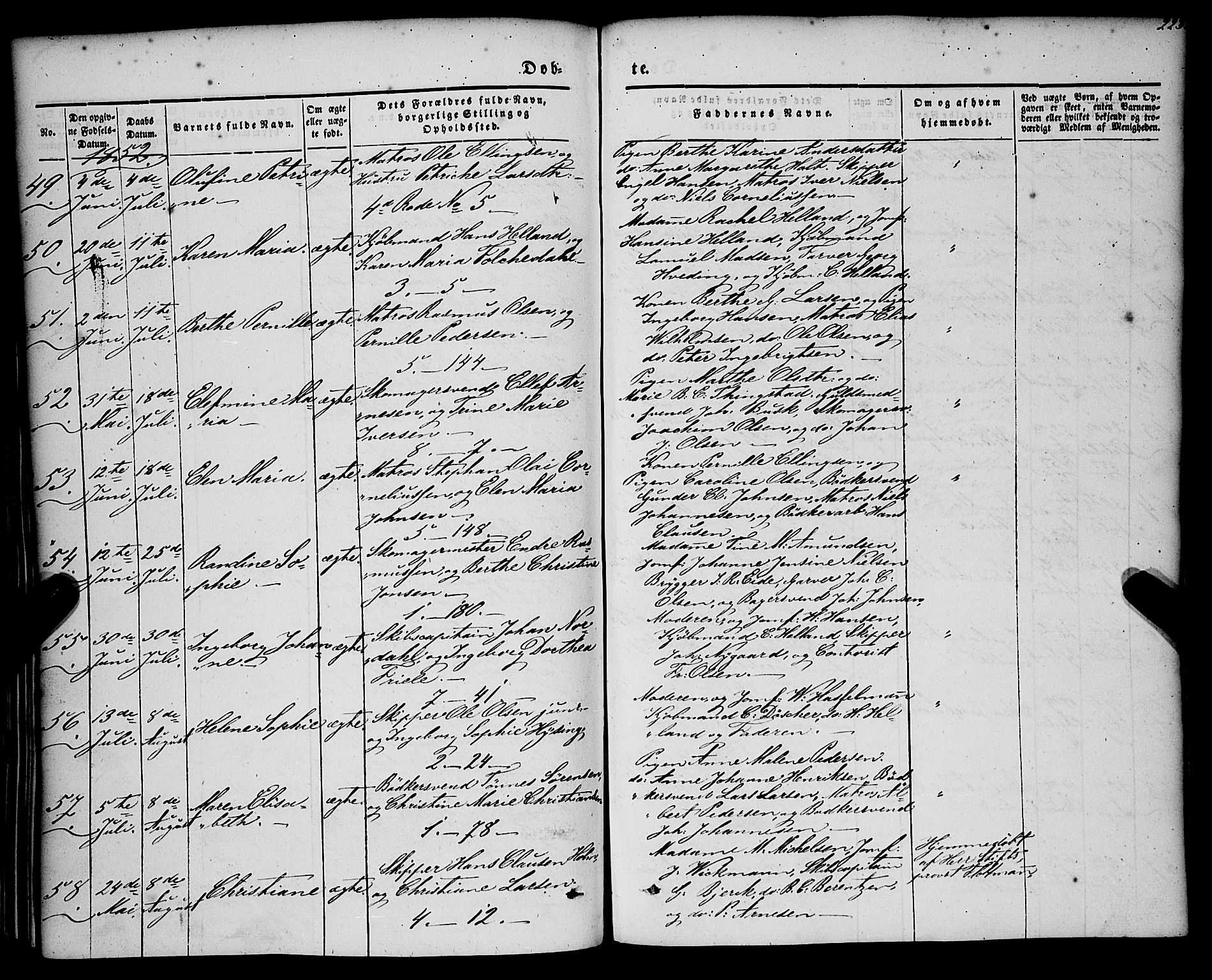 Nykirken Sokneprestembete, AV/SAB-A-77101/H/Haa/L0014: Parish register (official) no. B 1, 1844-1858, p. 223