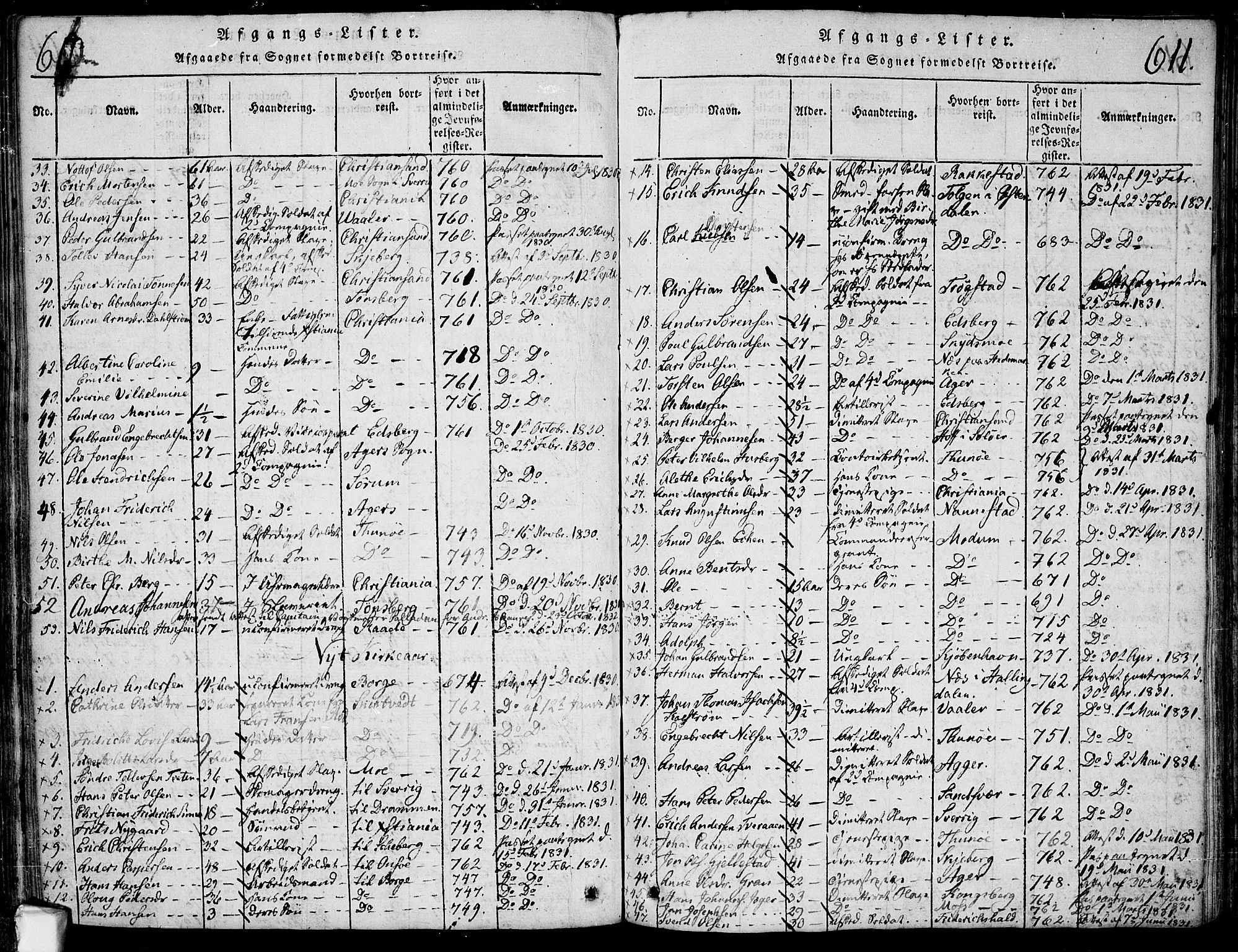 Fredrikstad prestekontor Kirkebøker, SAO/A-11082/F/Fa/L0004: Parish register (official) no. 4, 1816-1834, p. 610-611