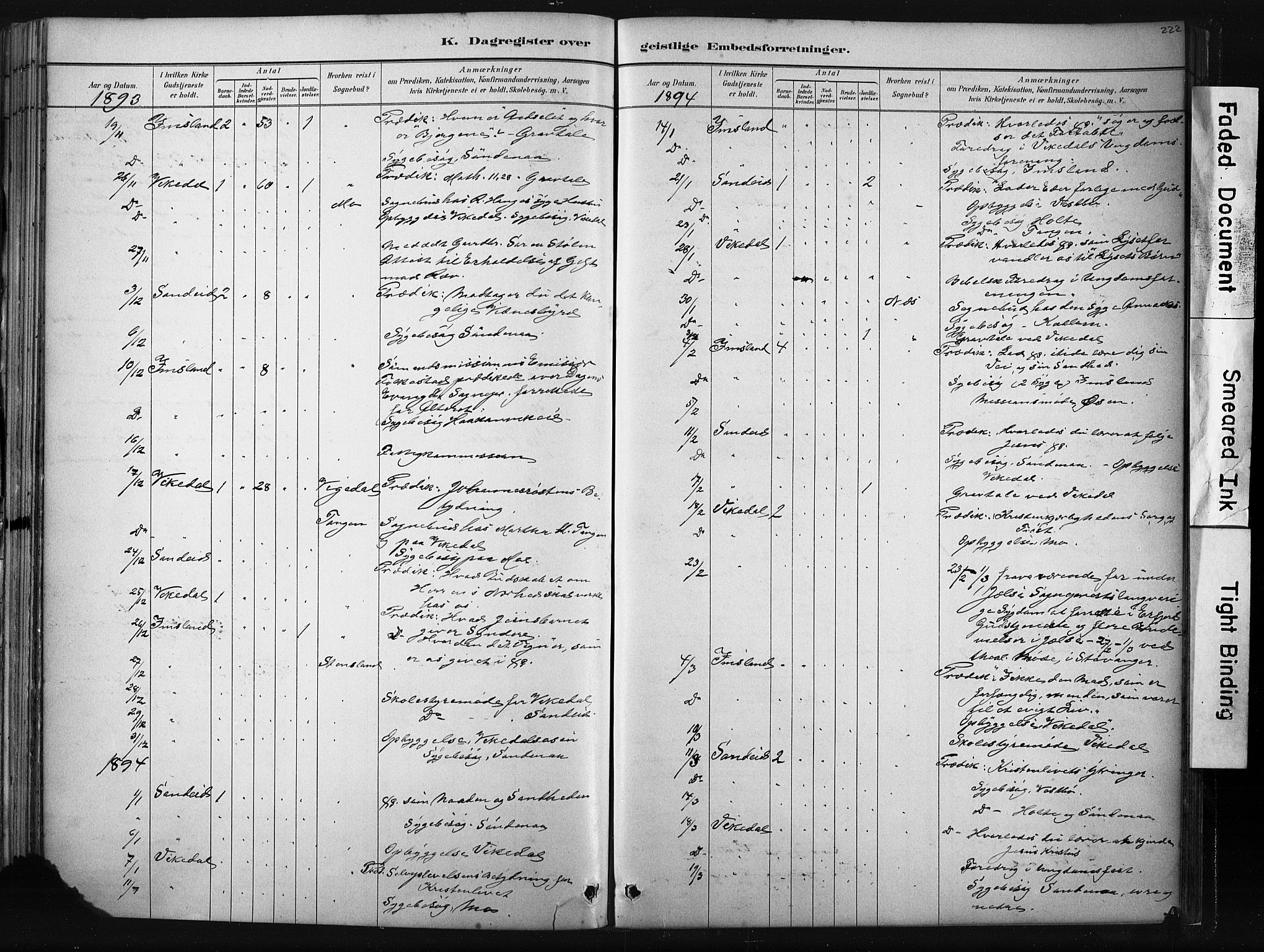 Vikedal sokneprestkontor, AV/SAST-A-101840/01/IV: Parish register (official) no. A 10, 1884-1907, p. 222