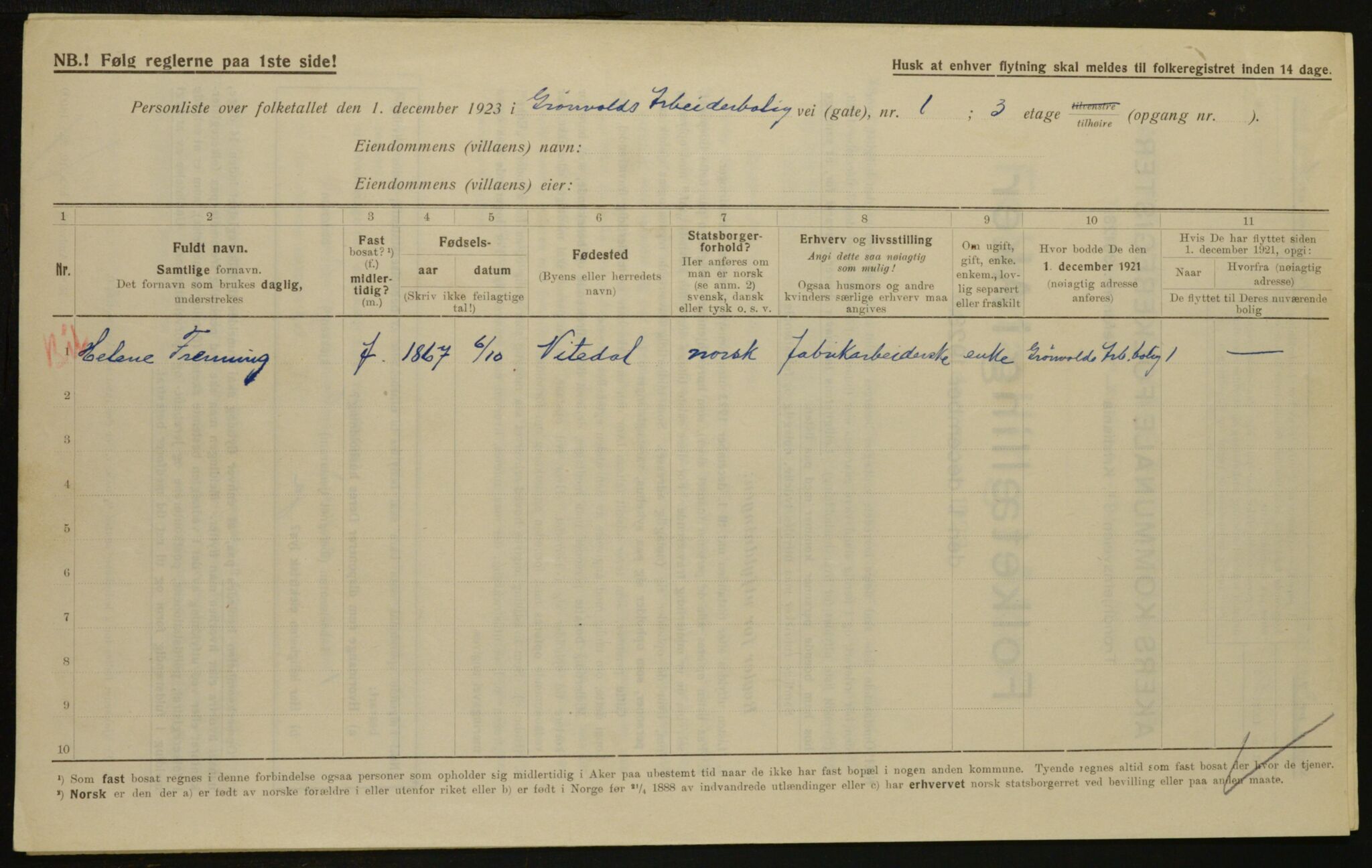 , Municipal Census 1923 for Aker, 1923, p. 31973