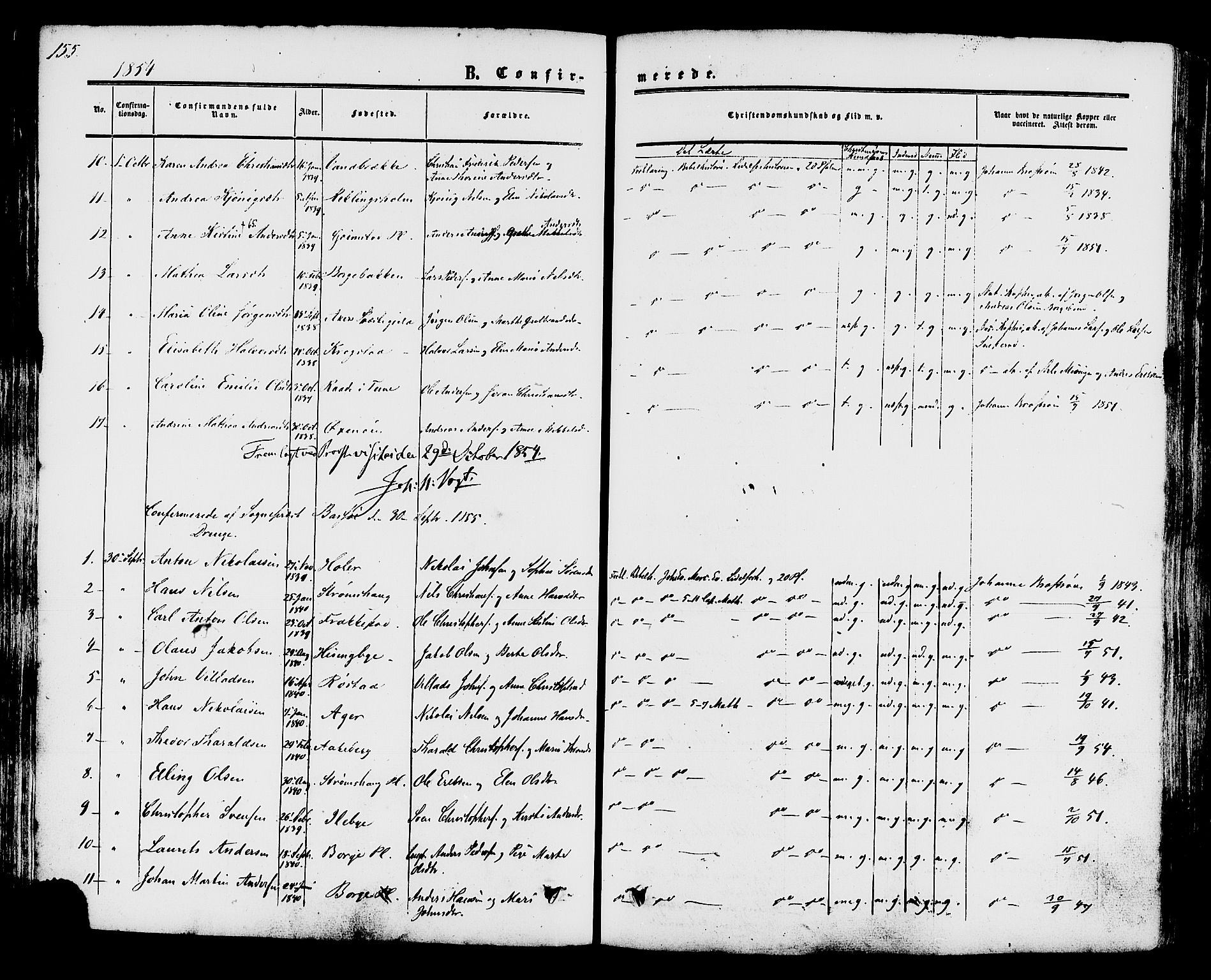 Råde prestekontor kirkebøker, AV/SAO-A-2009/F/Fa/L0006: Parish register (official) no. 6, 1854-1877, p. 155