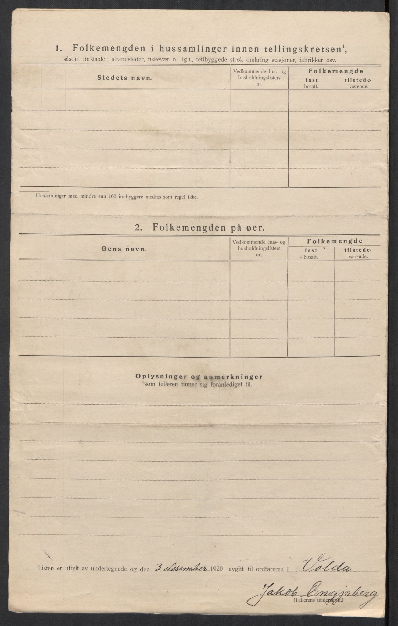 SAT, 1920 census for Volda, 1920, p. 47