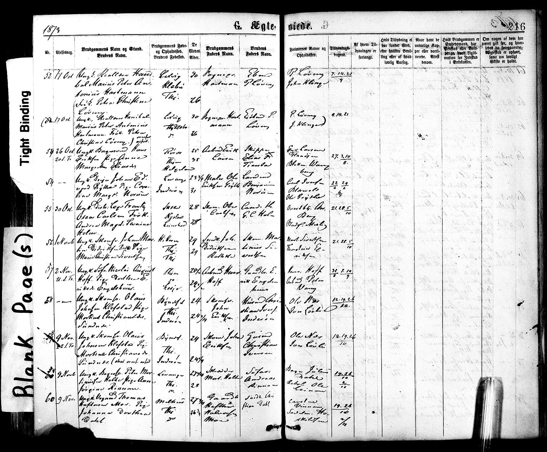 Ministerialprotokoller, klokkerbøker og fødselsregistre - Sør-Trøndelag, AV/SAT-A-1456/602/L0118: Parish register (official) no. 602A16, 1873-1879, p. 216