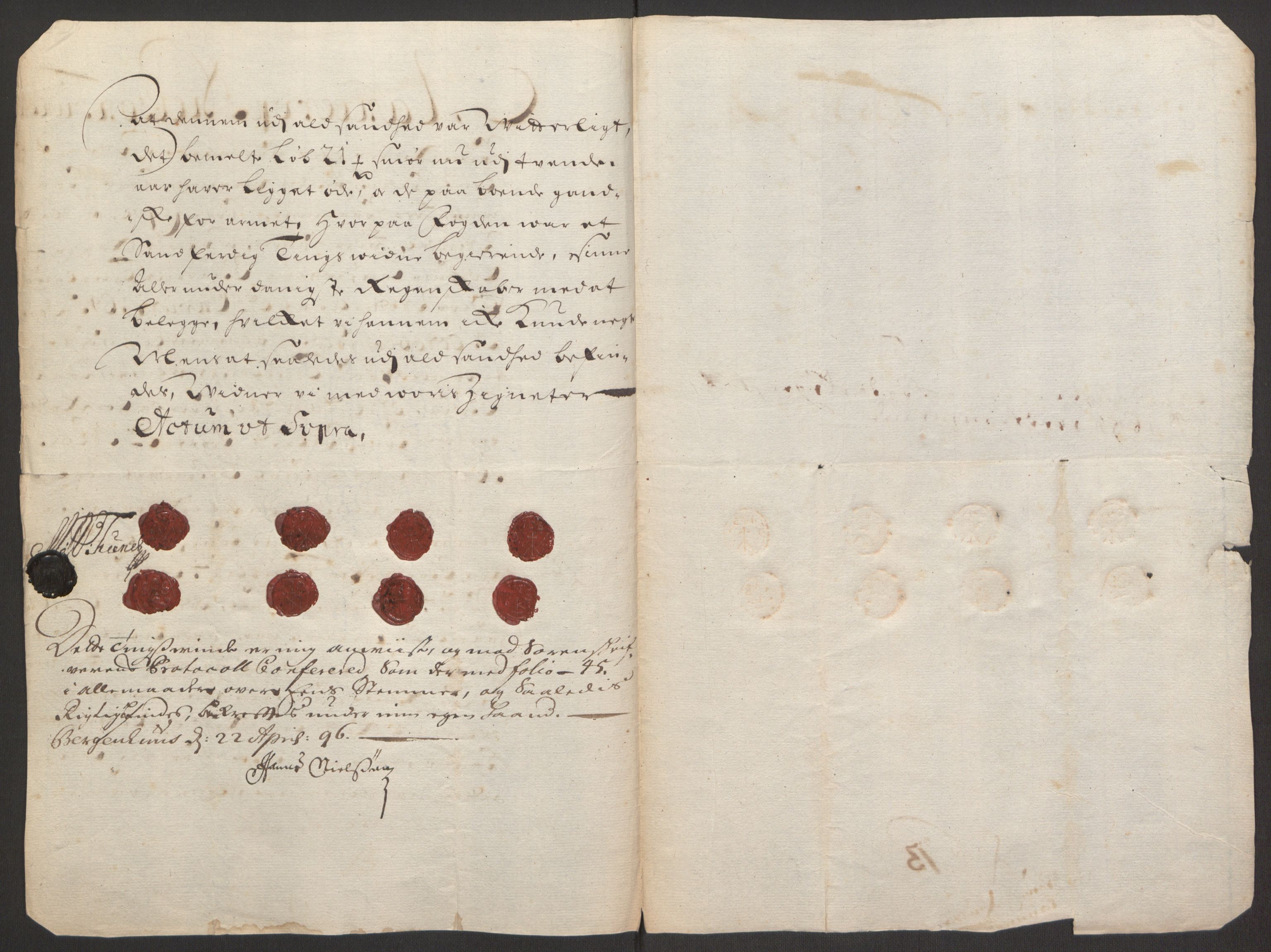 Rentekammeret inntil 1814, Reviderte regnskaper, Fogderegnskap, AV/RA-EA-4092/R48/L2976: Fogderegnskap Sunnhordland og Hardanger, 1695-1696, p. 185