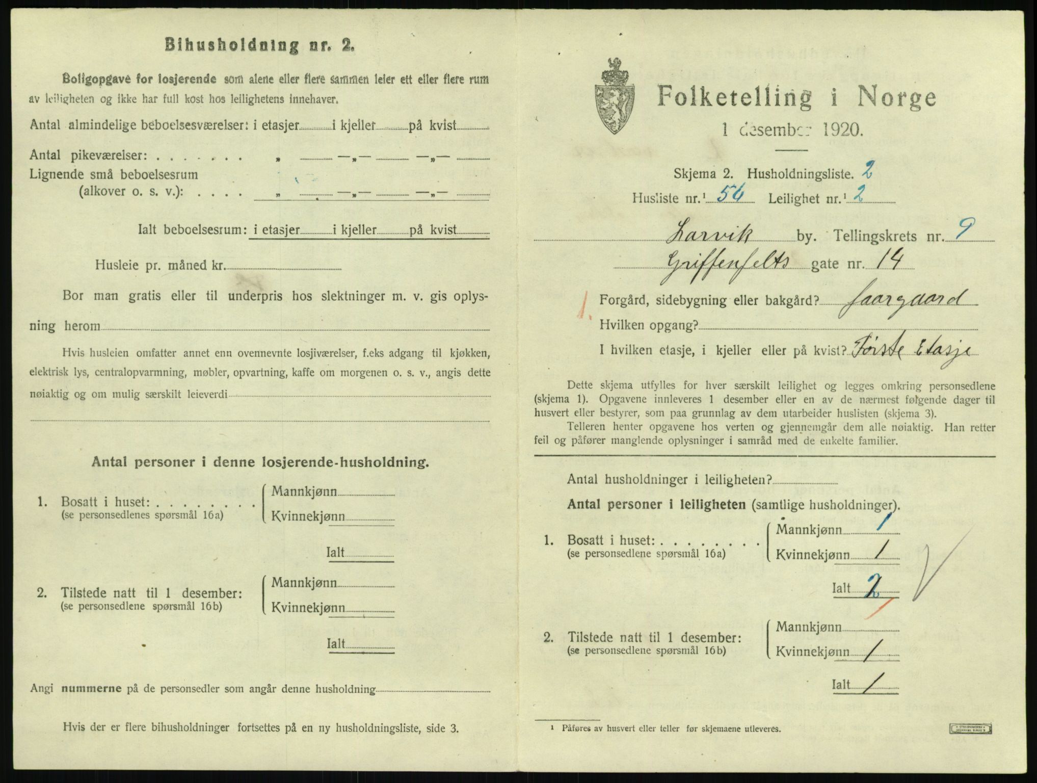 SAKO, 1920 census for Larvik, 1920, p. 7198