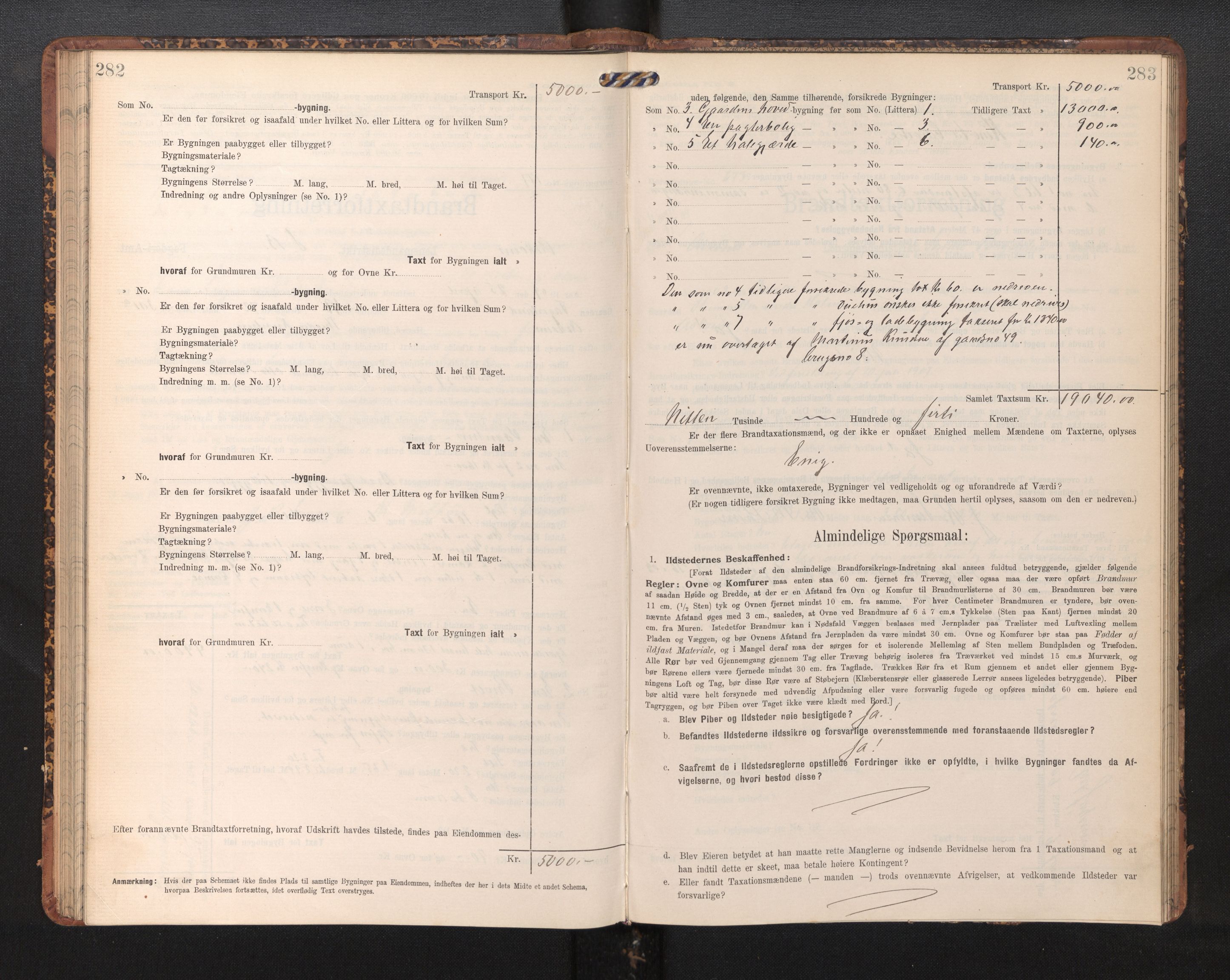 Lensmannen i Askøy, AV/SAB-A-31001/0012/L0006: Branntakstprotokoll, skjematakst, Laksevåg, 1907-1917, p. 282-283