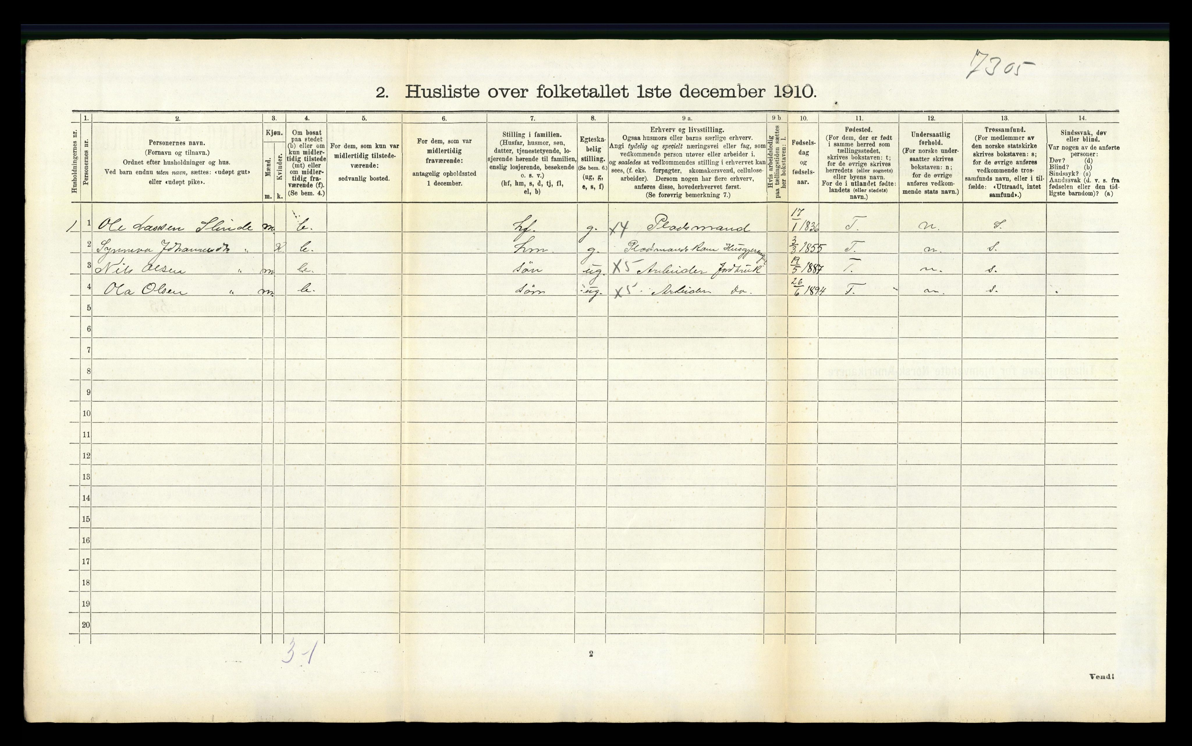 RA, 1910 census for Sogndal, 1910, p. 1093