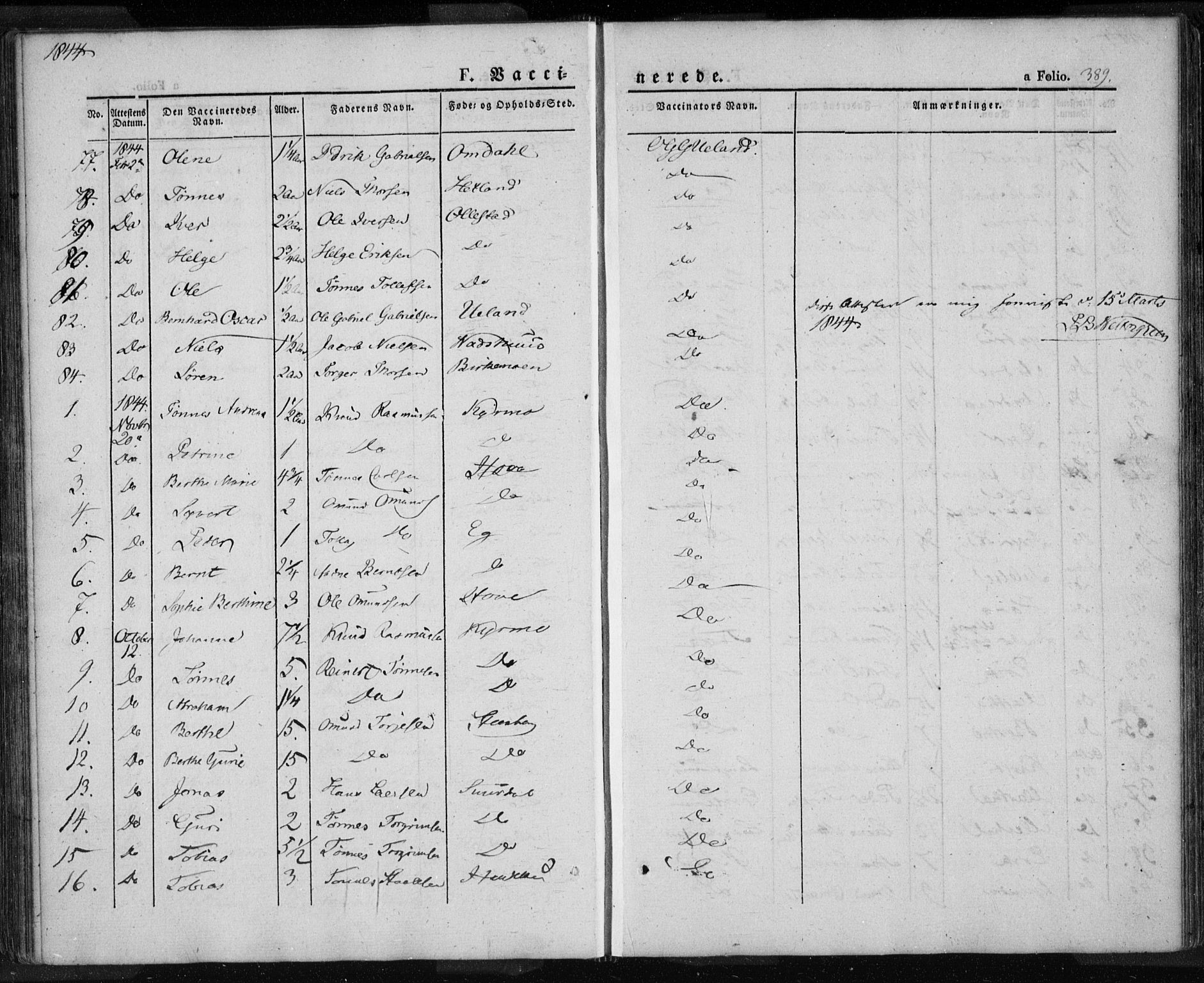 Lund sokneprestkontor, SAST/A-101809/S06/L0008: Parish register (official) no. A 7.2, 1833-1854, p. 389