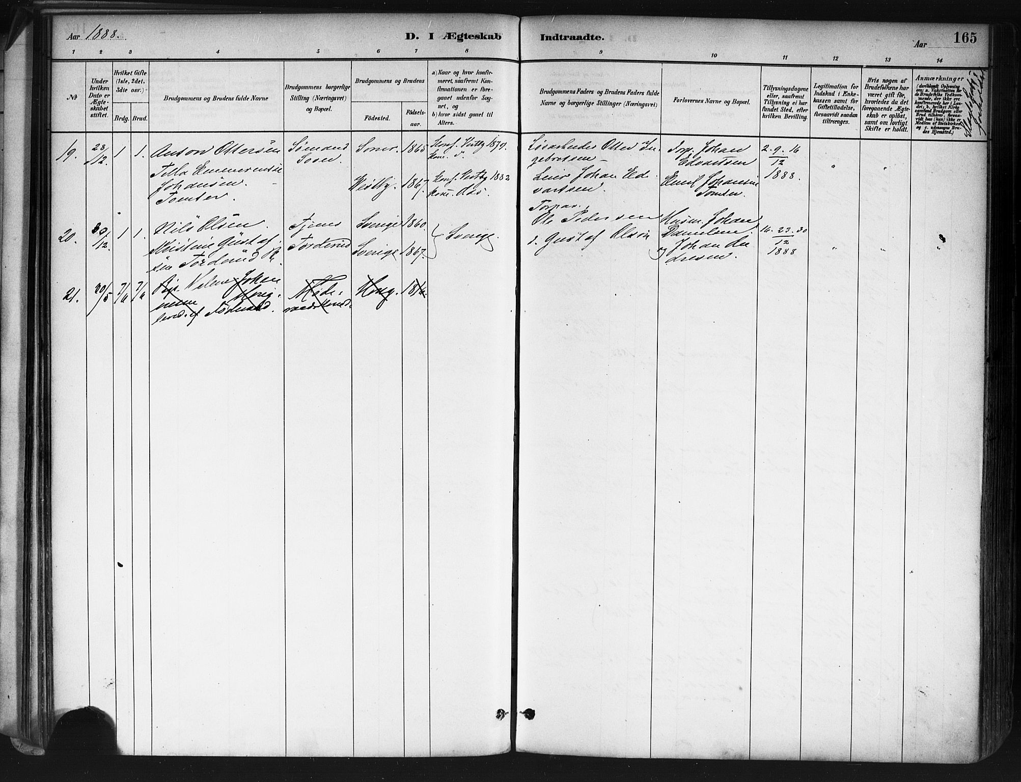 Ås prestekontor Kirkebøker, SAO/A-10894/F/Fa/L0009: Parish register (official) no. I 9, 1881-1900, p. 165