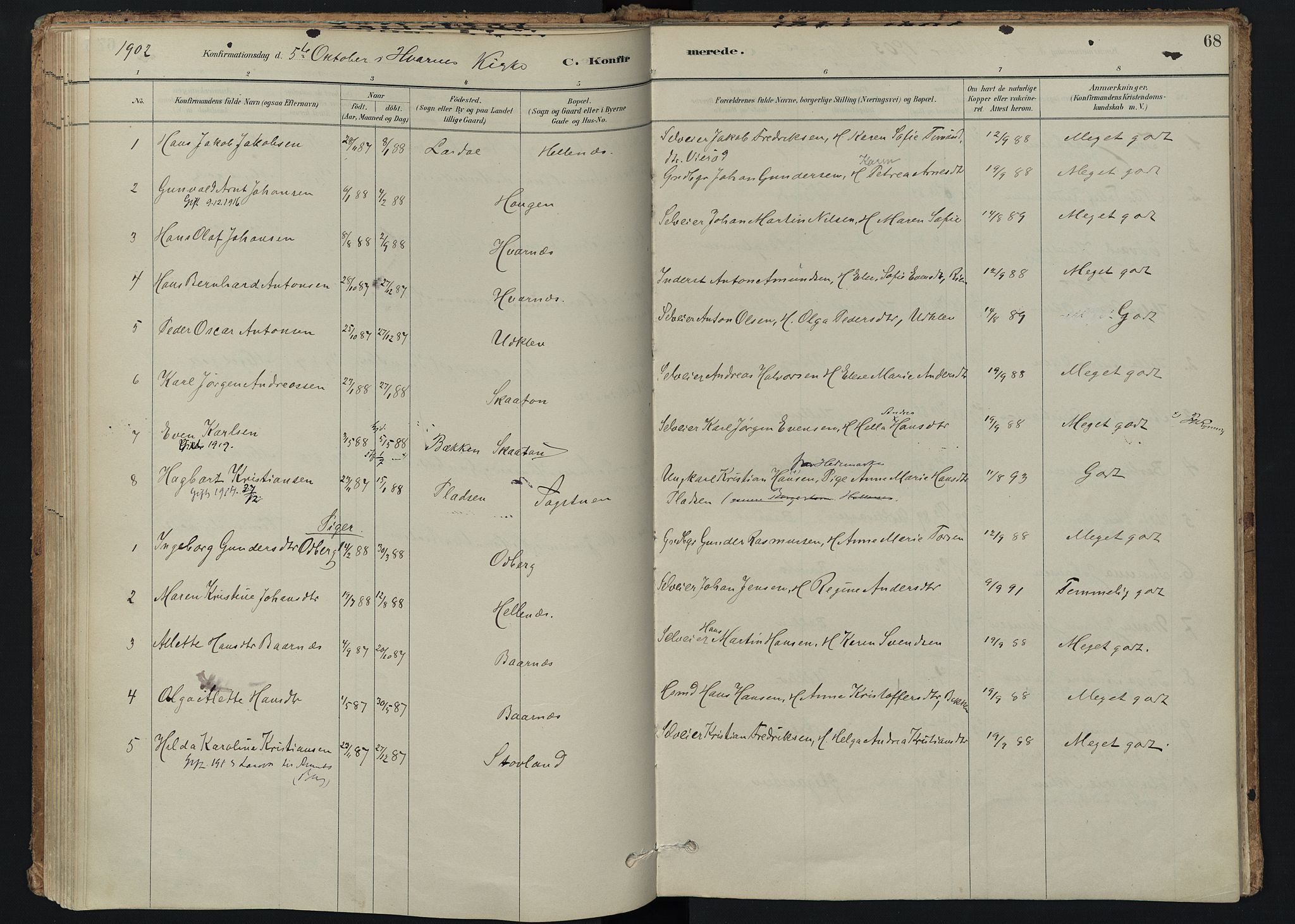 Hedrum kirkebøker, SAKO/A-344/F/Fc/L0001: Parish register (official) no. III 1, 1881-1906, p. 68