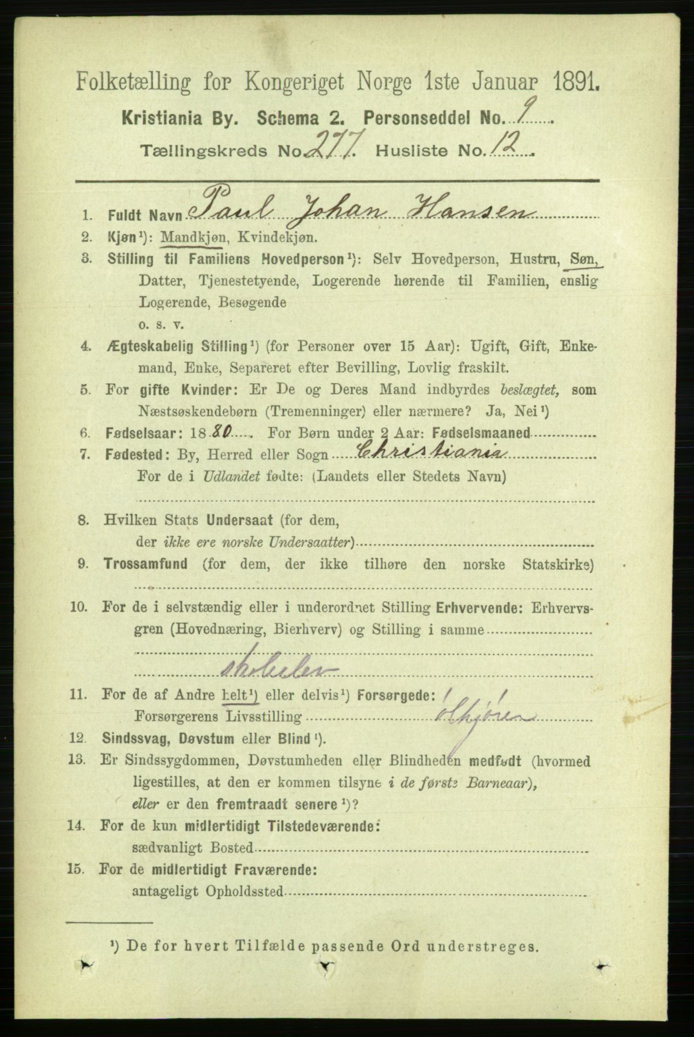 RA, 1891 census for 0301 Kristiania, 1891, p. 168280