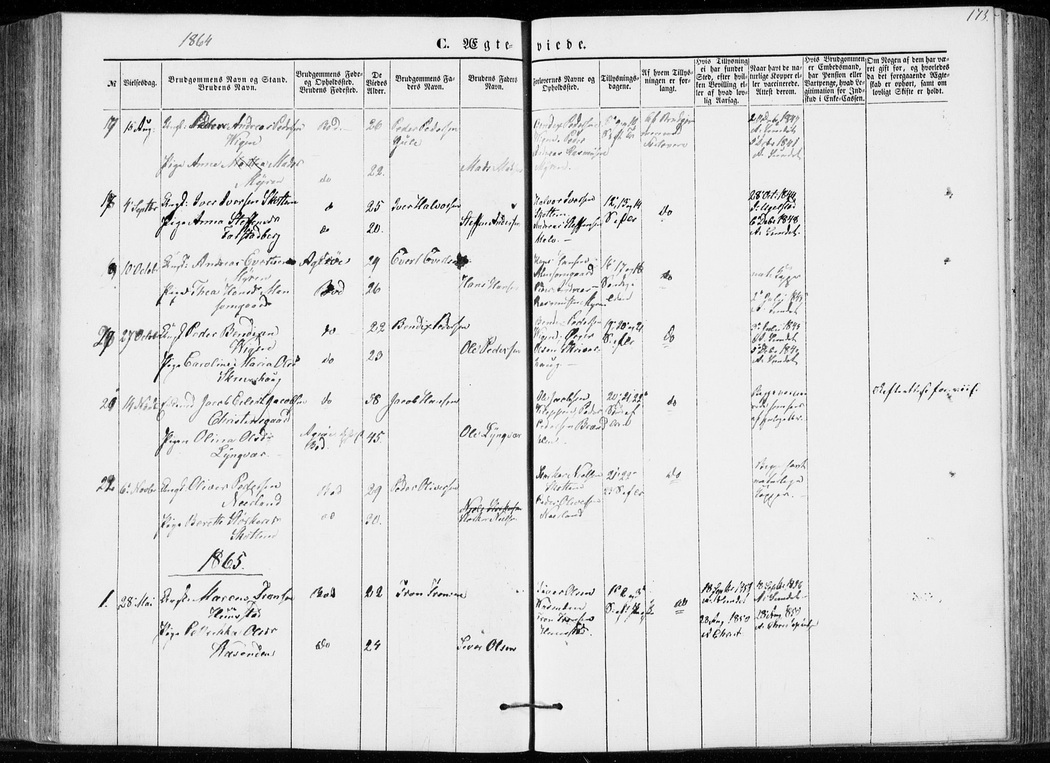 Ministerialprotokoller, klokkerbøker og fødselsregistre - Møre og Romsdal, AV/SAT-A-1454/566/L0767: Parish register (official) no. 566A06, 1852-1868, p. 173