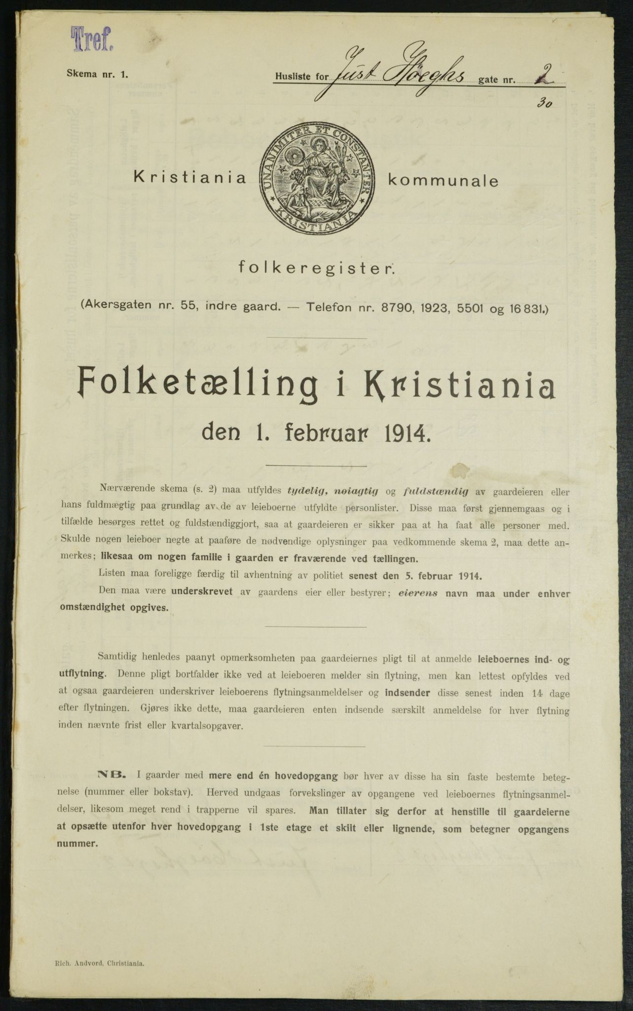 OBA, Municipal Census 1914 for Kristiania, 1914, p. 47594