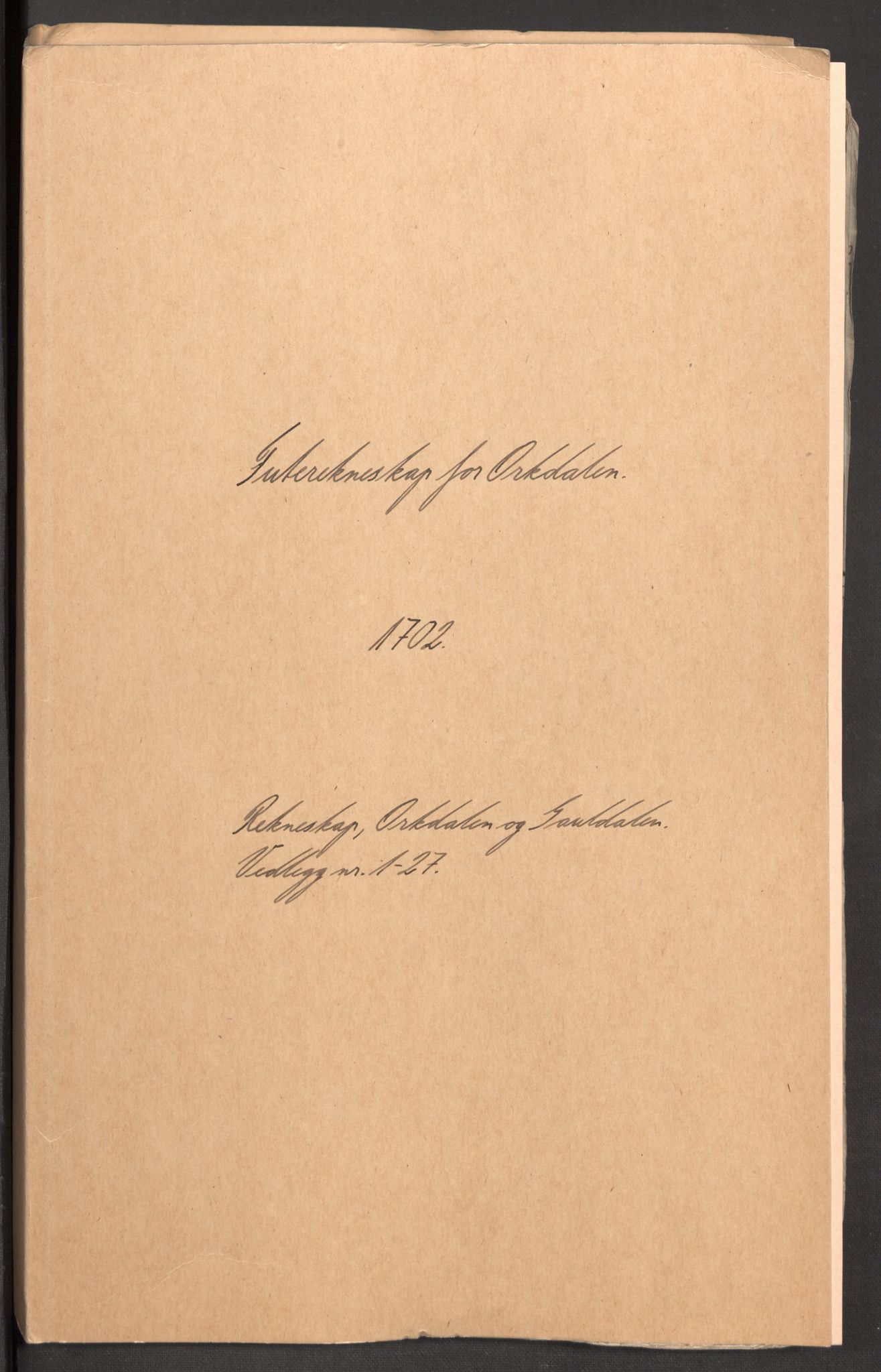 Rentekammeret inntil 1814, Reviderte regnskaper, Fogderegnskap, RA/EA-4092/R60/L3952: Fogderegnskap Orkdal og Gauldal, 1702, p. 2
