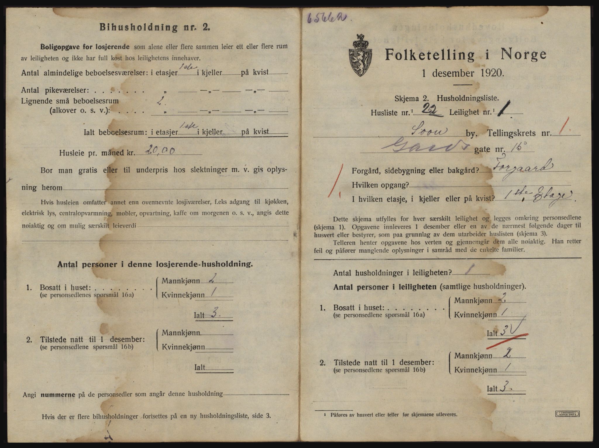 SAO, 1920 census for Son, 1920, p. 276