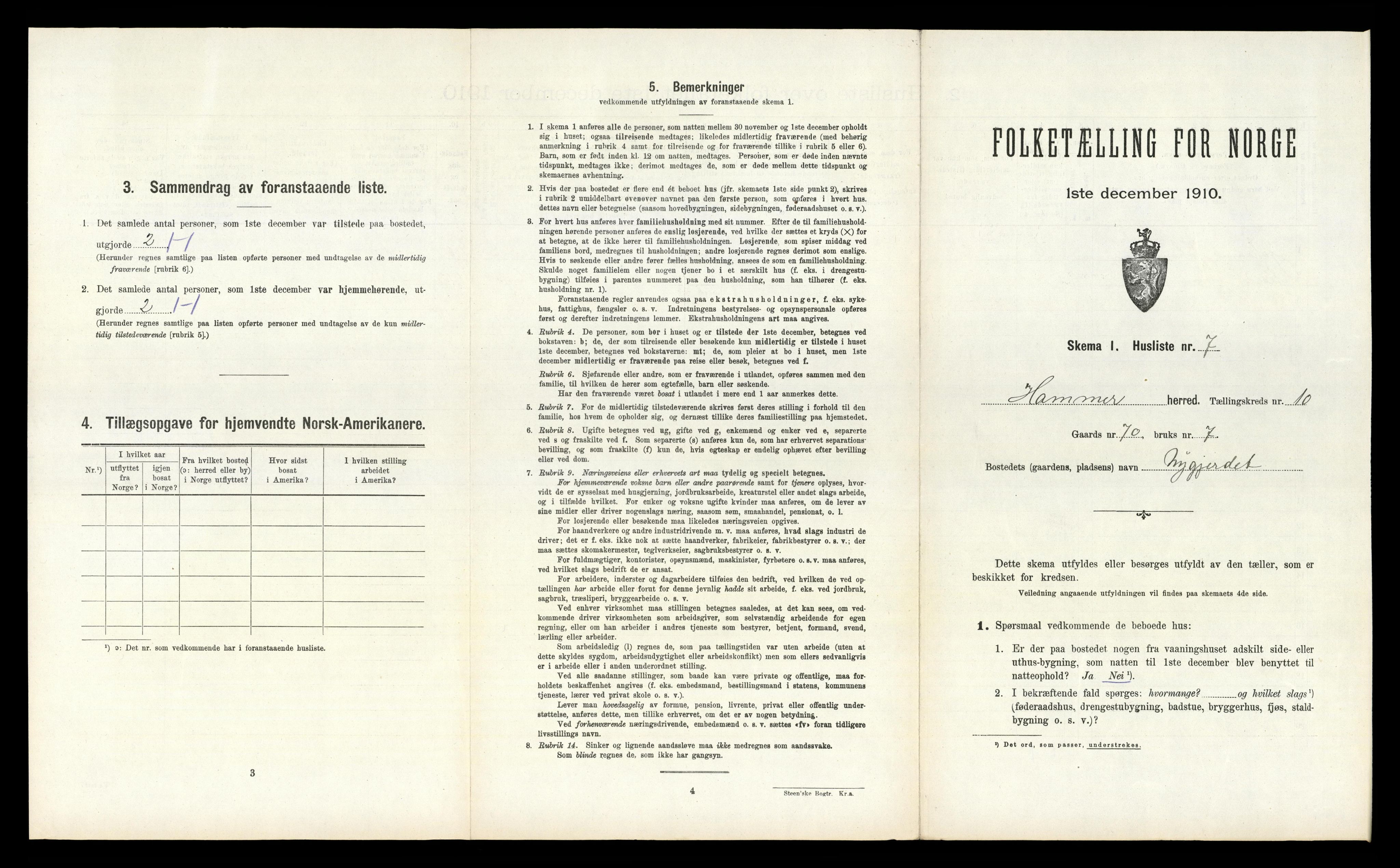 RA, 1910 census for Hamre, 1910, p. 802