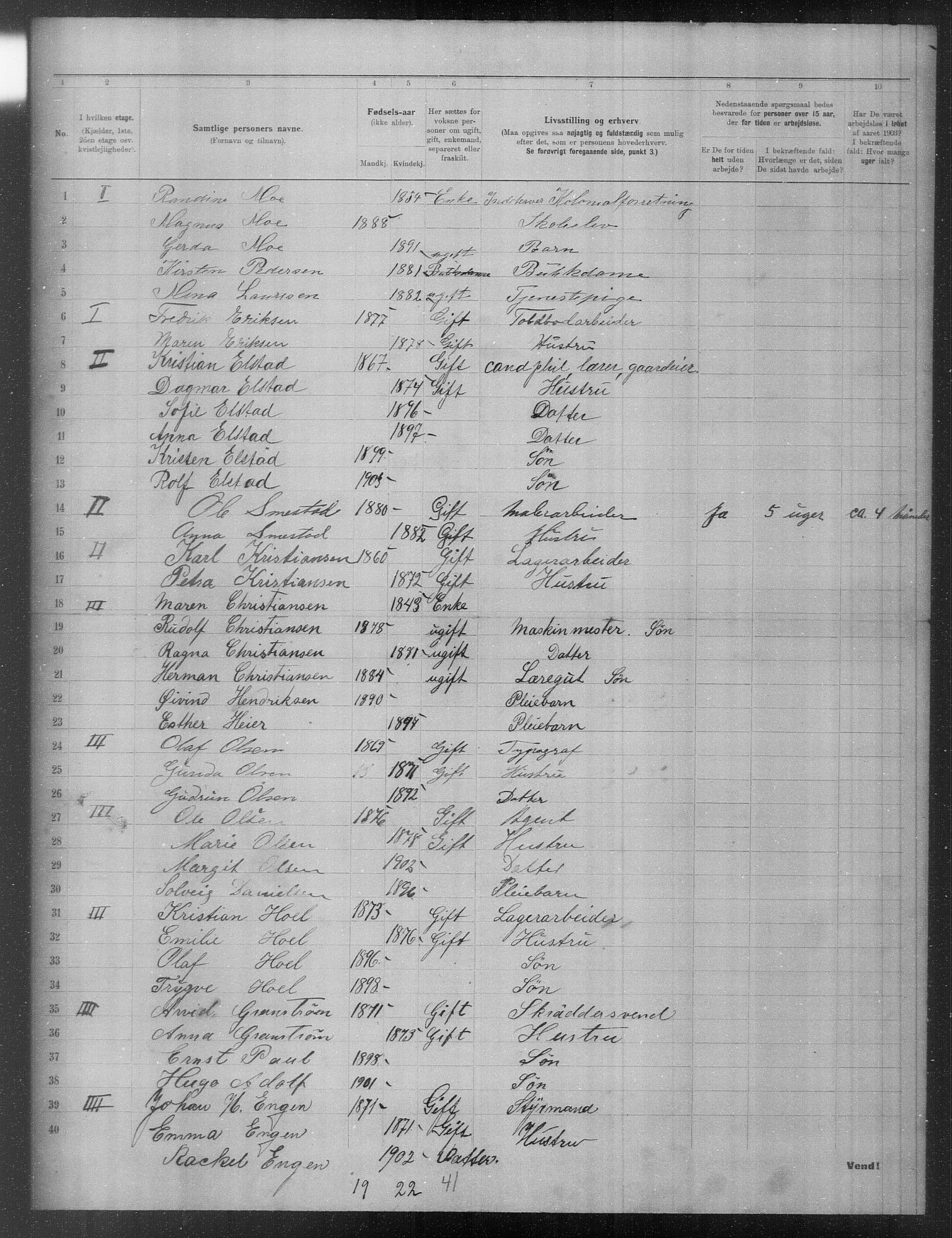 OBA, Municipal Census 1903 for Kristiania, 1903, p. 16110