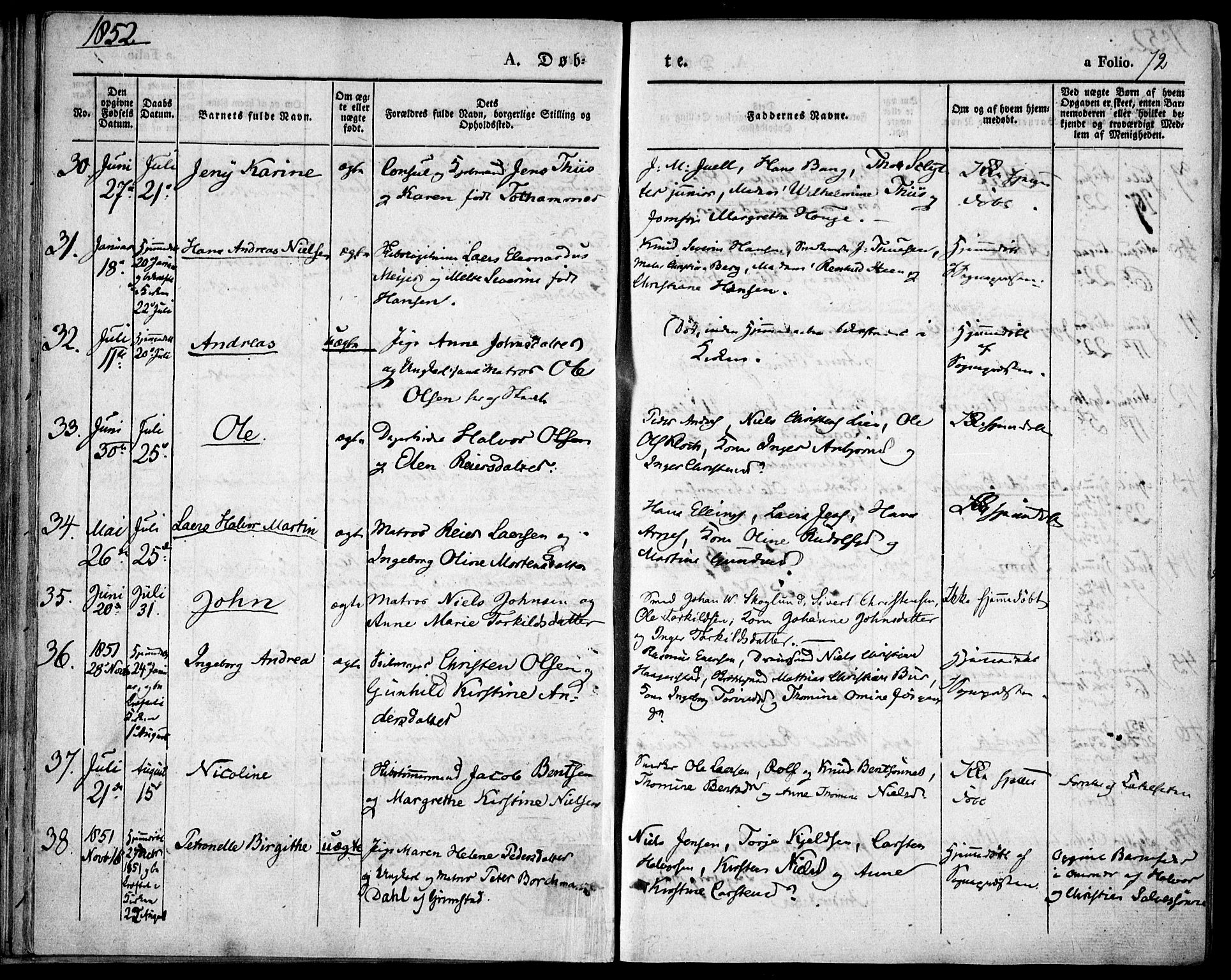 Risør sokneprestkontor, AV/SAK-1111-0035/F/Fa/L0003: Parish register (official) no. A 3, 1838-1864, p. 72