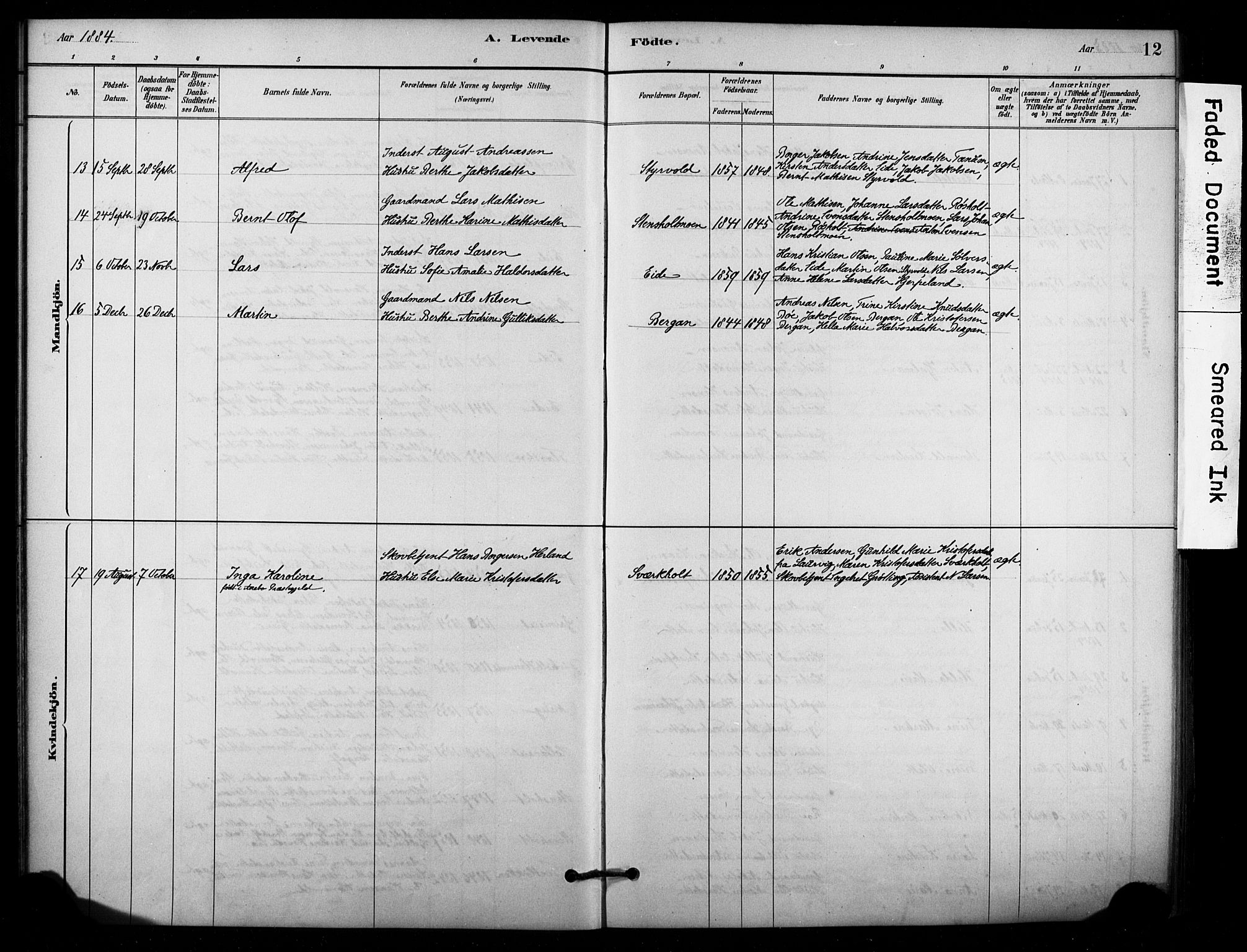 Lardal kirkebøker, AV/SAKO-A-350/F/Fd/L0001: Parish register (official) no. IV 1, 1881-1907, p. 12