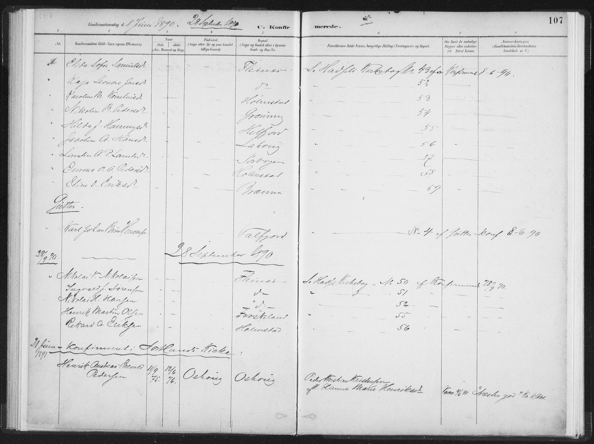 Ministerialprotokoller, klokkerbøker og fødselsregistre - Nordland, SAT/A-1459/890/L1286: Parish register (official) no. 890A01, 1882-1902, p. 107
