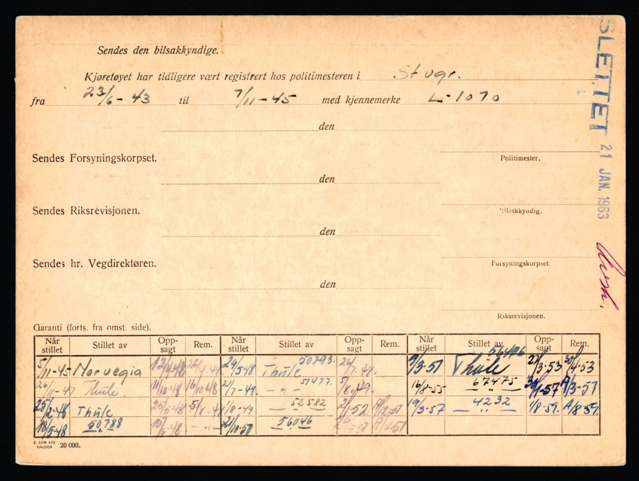 Stavanger trafikkstasjon, SAST/A-101942/0/F/L0030: L-16300 - L-16999, 1930-1971, p. 1518