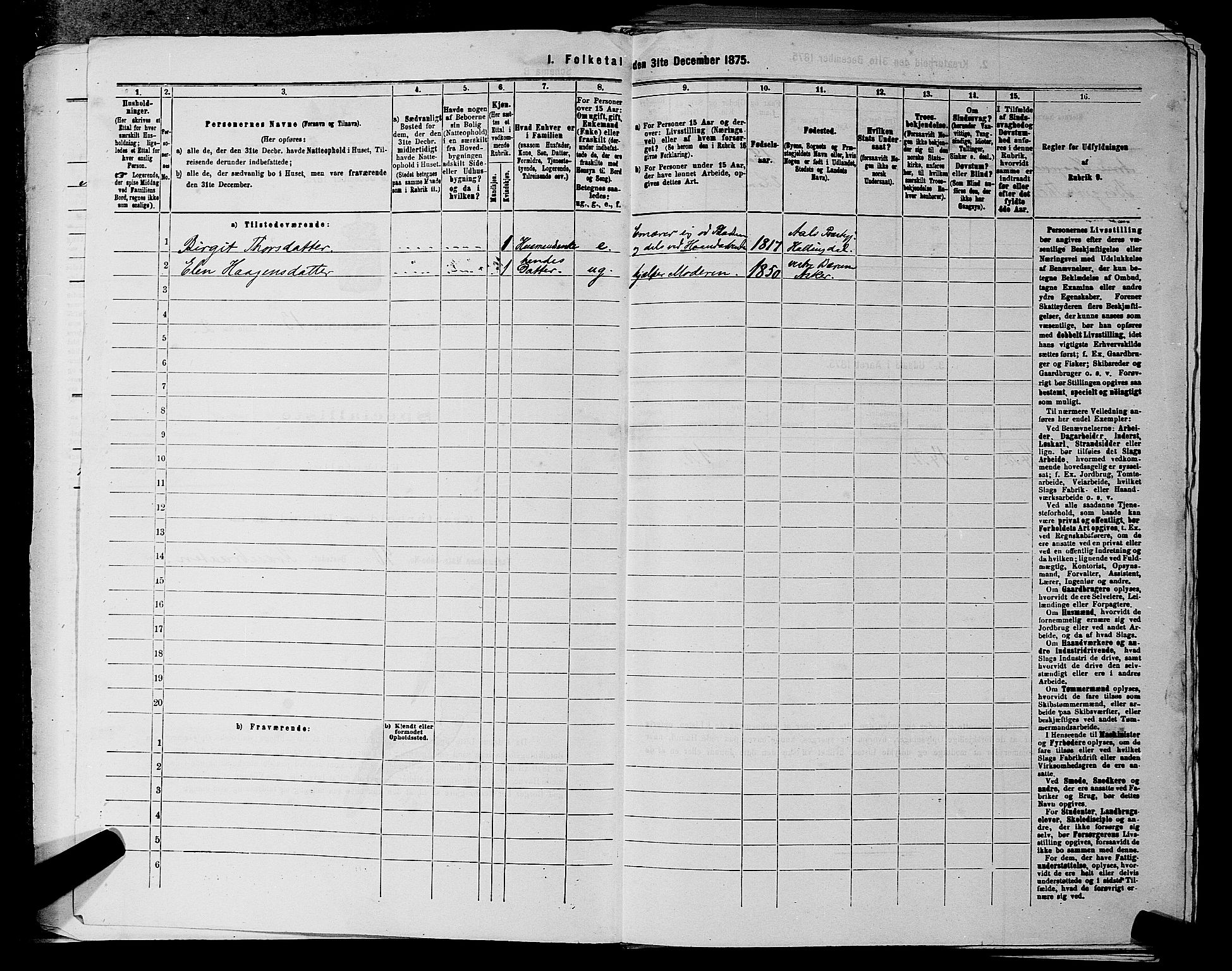 RA, 1875 census for 0220P Asker, 1875, p. 2266