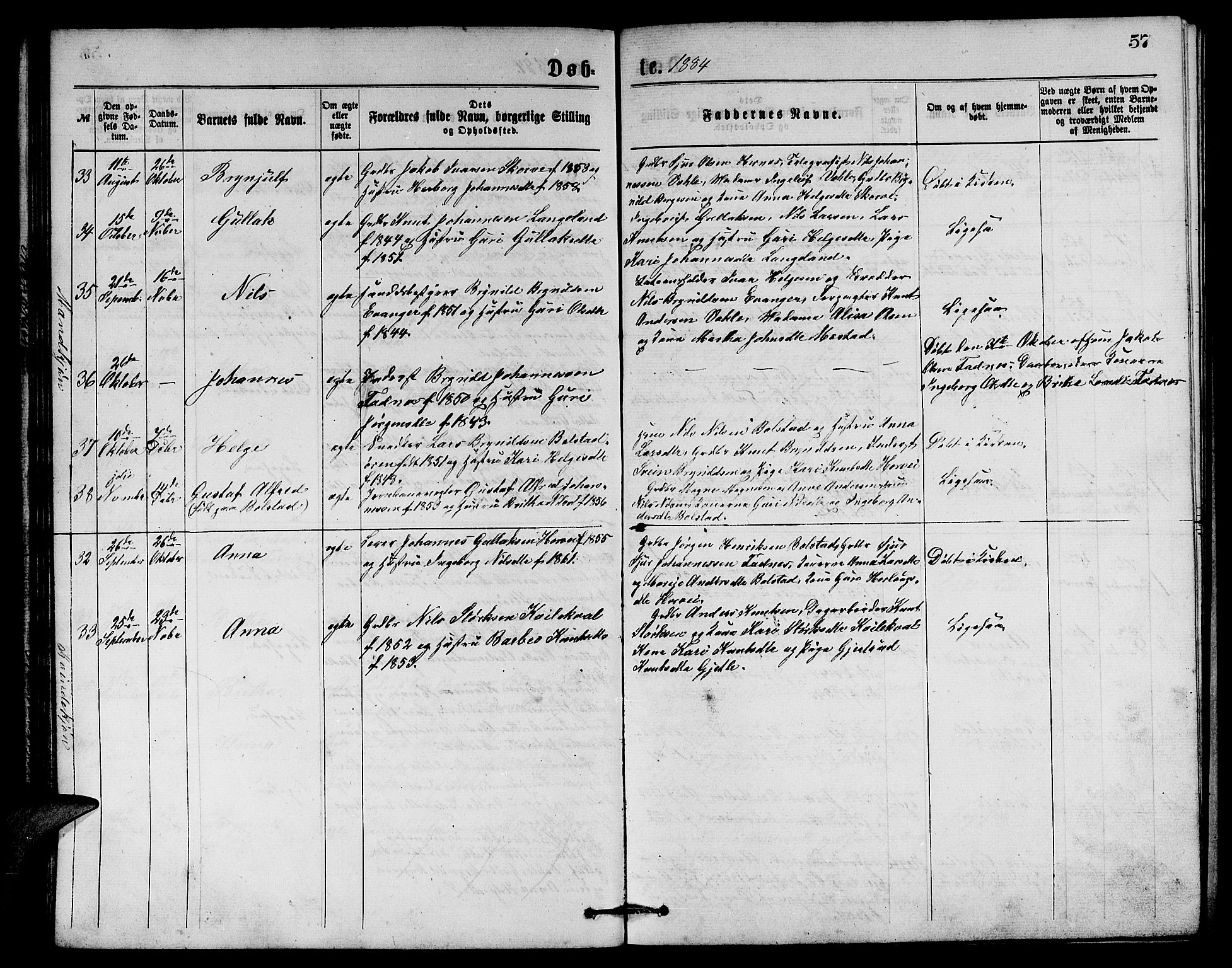 Evanger sokneprestembete, SAB/A-99924: Parish register (copy) no. A 3, 1875-1887, p. 57