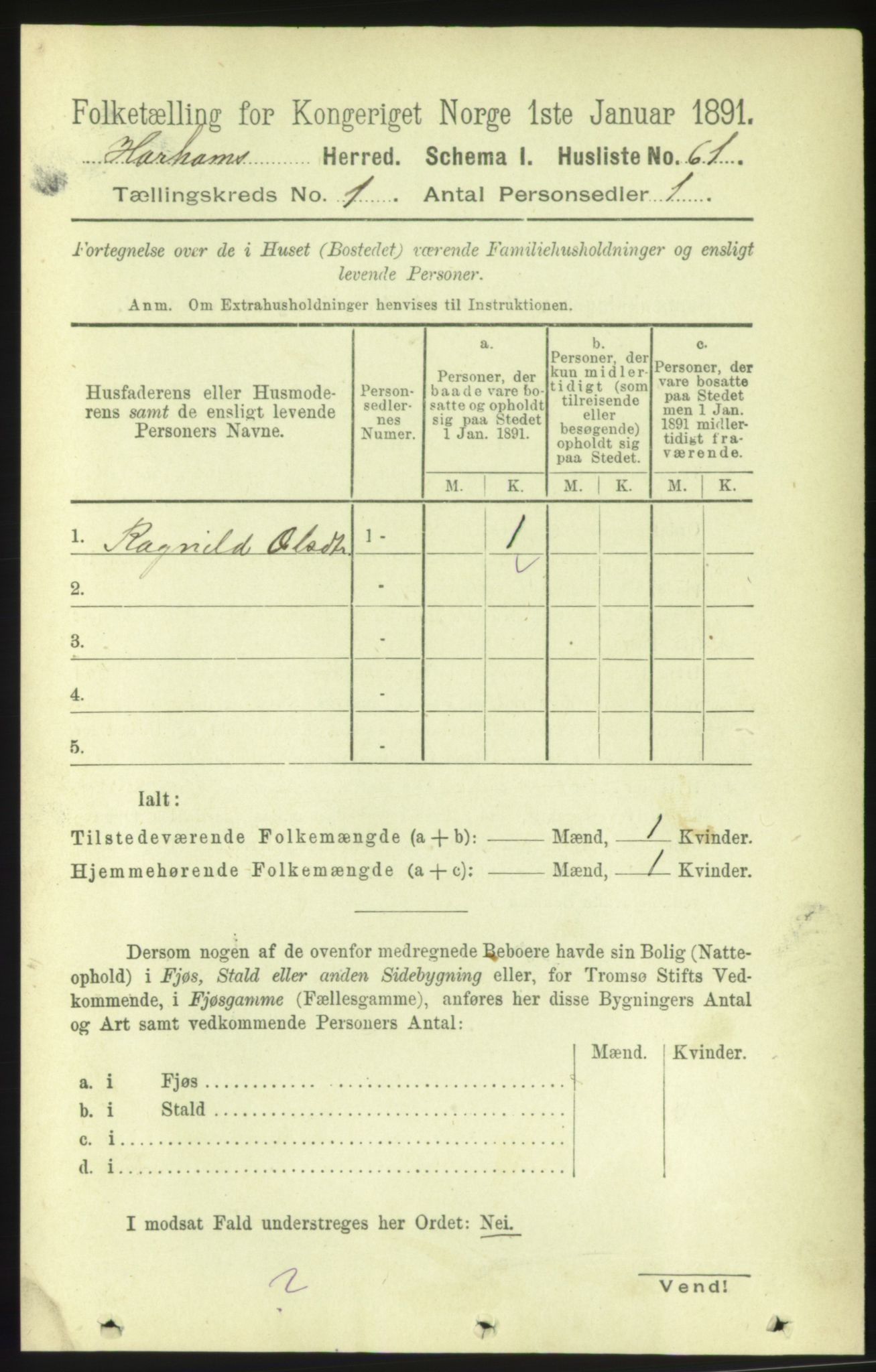 RA, 1891 census for 1534 Haram, 1891, p. 26