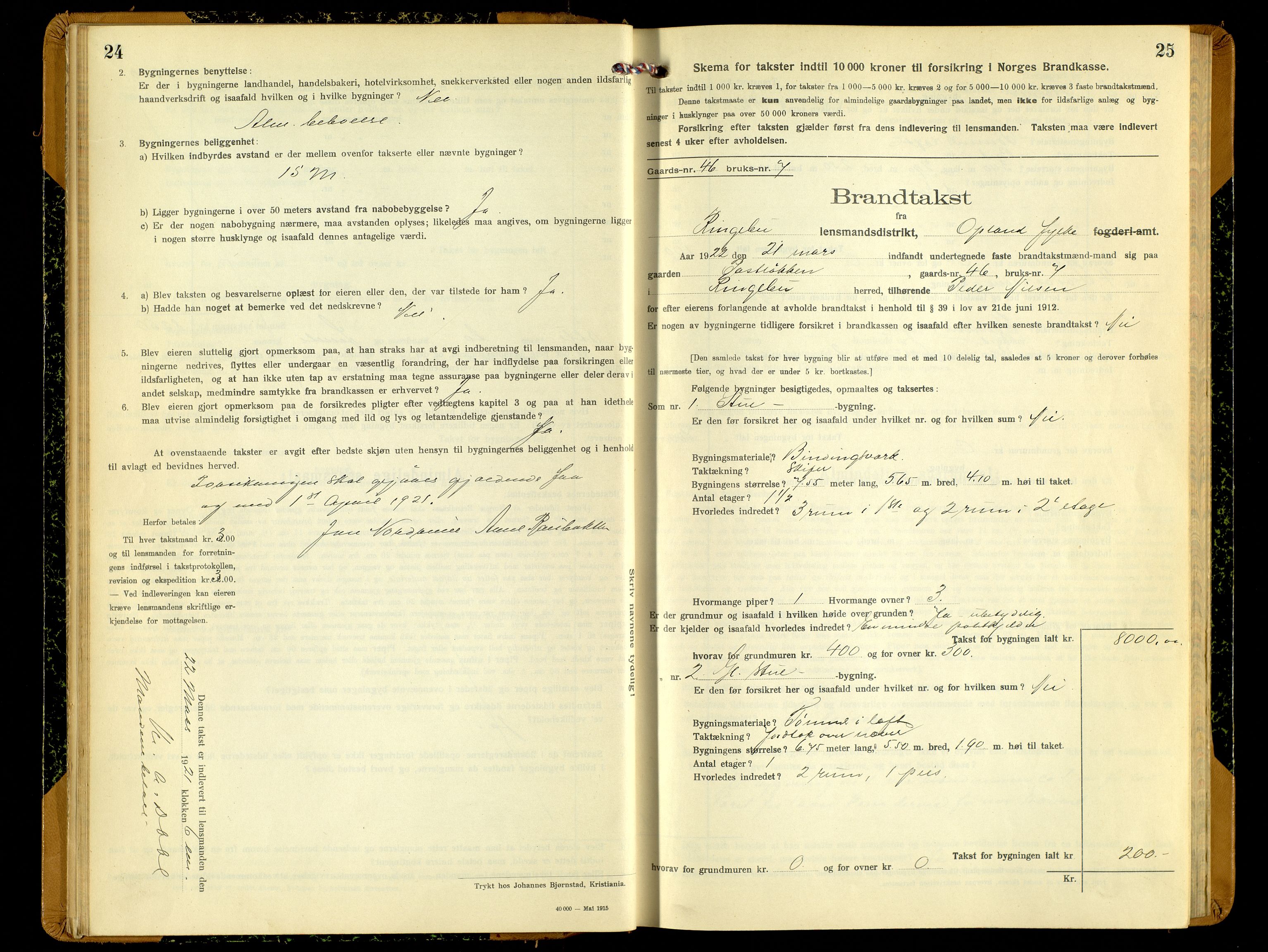 Norges Brannkasse, Ringebu, AV/SAH-NBRANR-037/F/L0006: Branntakstprotokoll, 1919-1955, p. 24-25