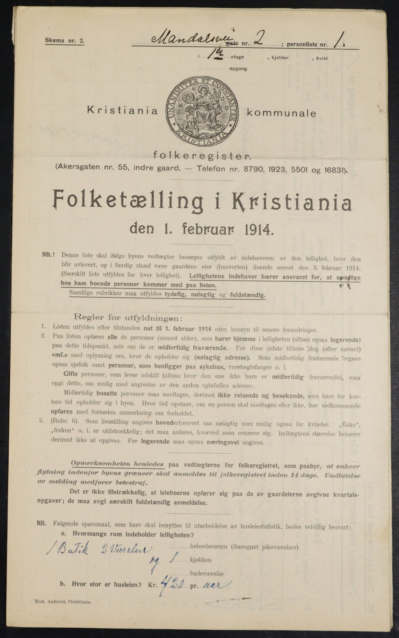 OBA, Municipal Census 1914 for Kristiania, 1914, p. 60535