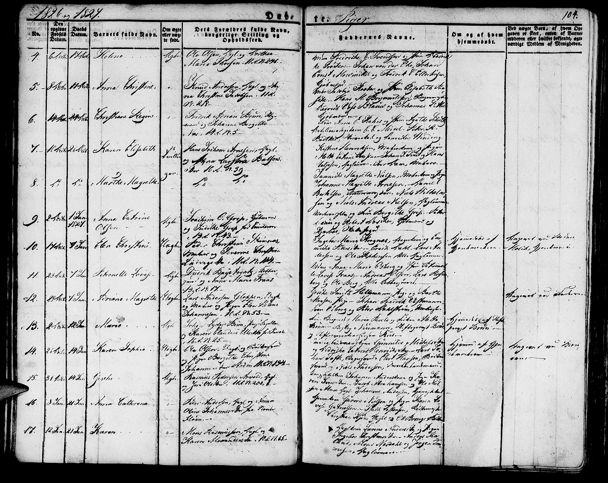 Domkirken sokneprestembete, SAB/A-74801/H/Haa/L0012: Parish register (official) no. A 12, 1821-1840, p. 104