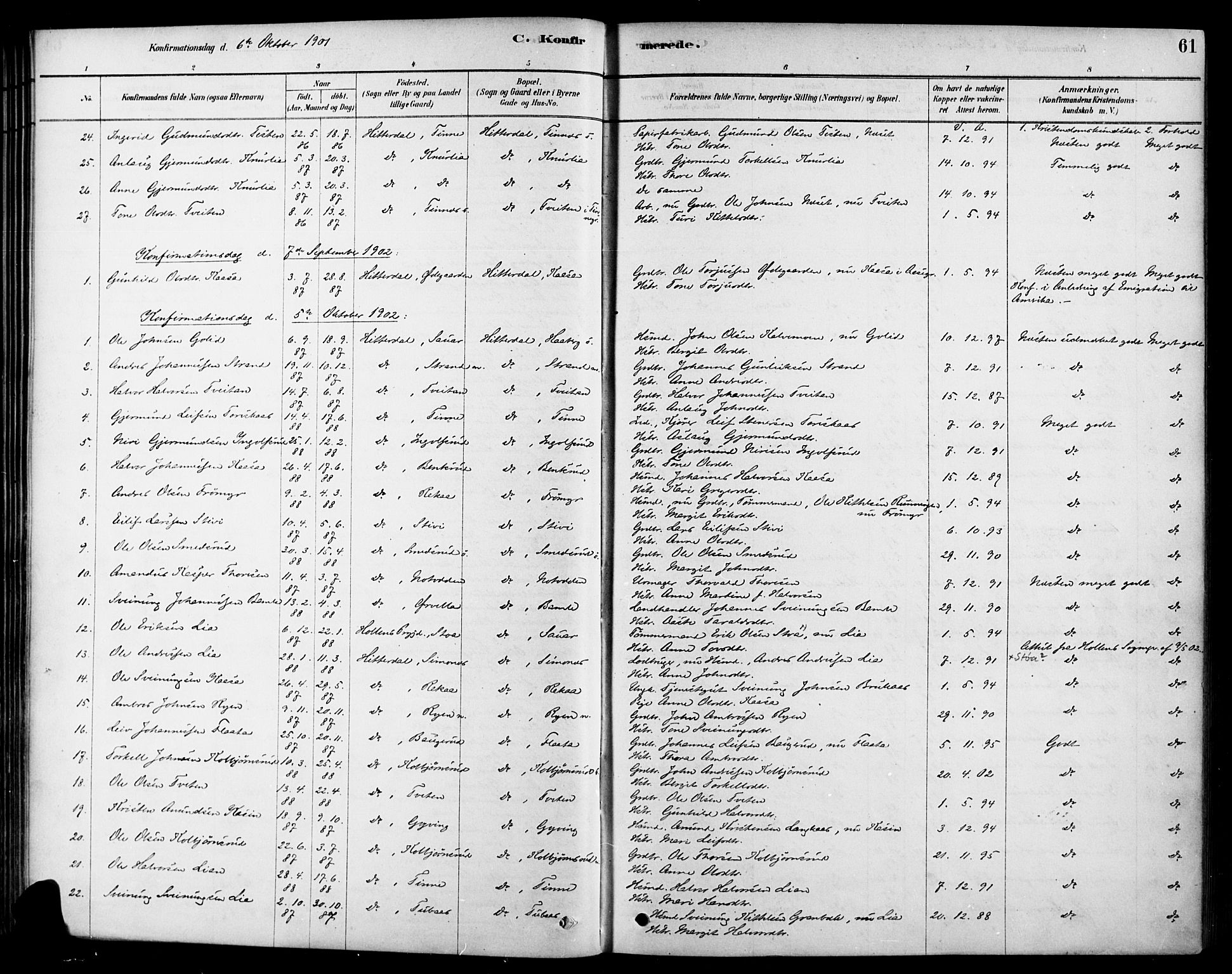 Heddal kirkebøker, SAKO/A-268/F/Fa/L0009: Parish register (official) no. I 9, 1878-1903, p. 61