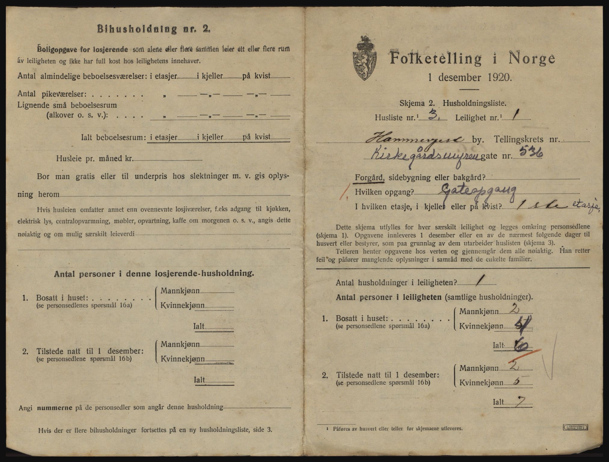 SATØ, 1920 census for Hammerfest, 1920, p. 1034