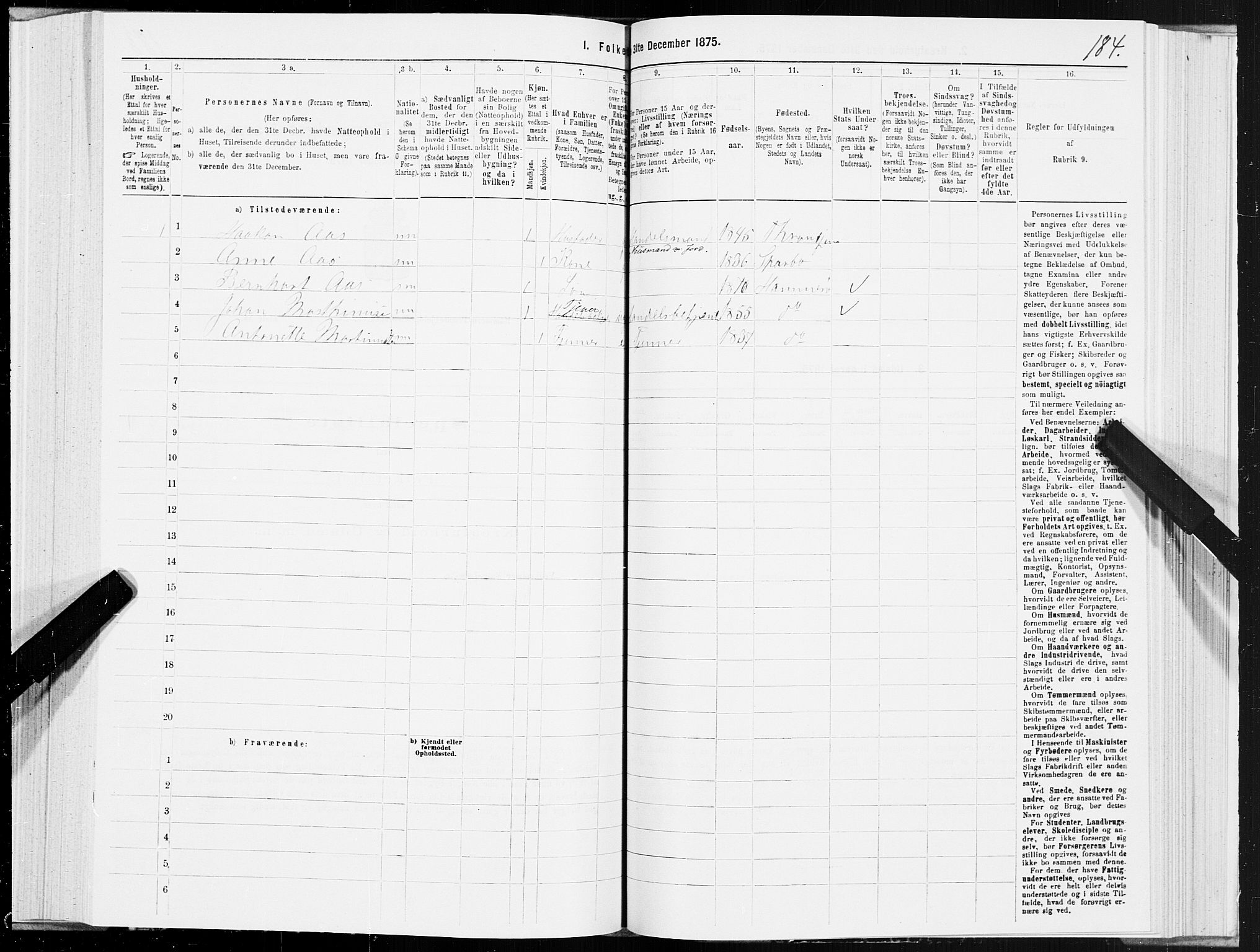 SAT, 1875 census for 1849P Hamarøy, 1875, p. 2184