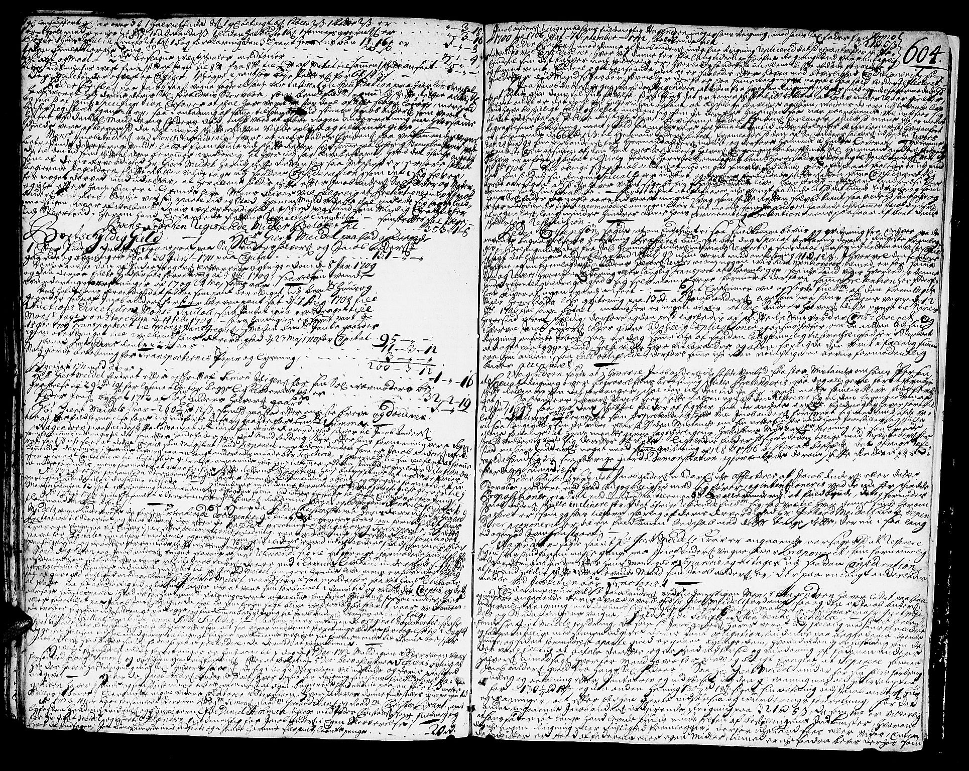 Skien byfogd, AV/SAKO-A-219/H/Hb/L0003: Skifteprotokoll, 1696-1713, p. 603b-604a