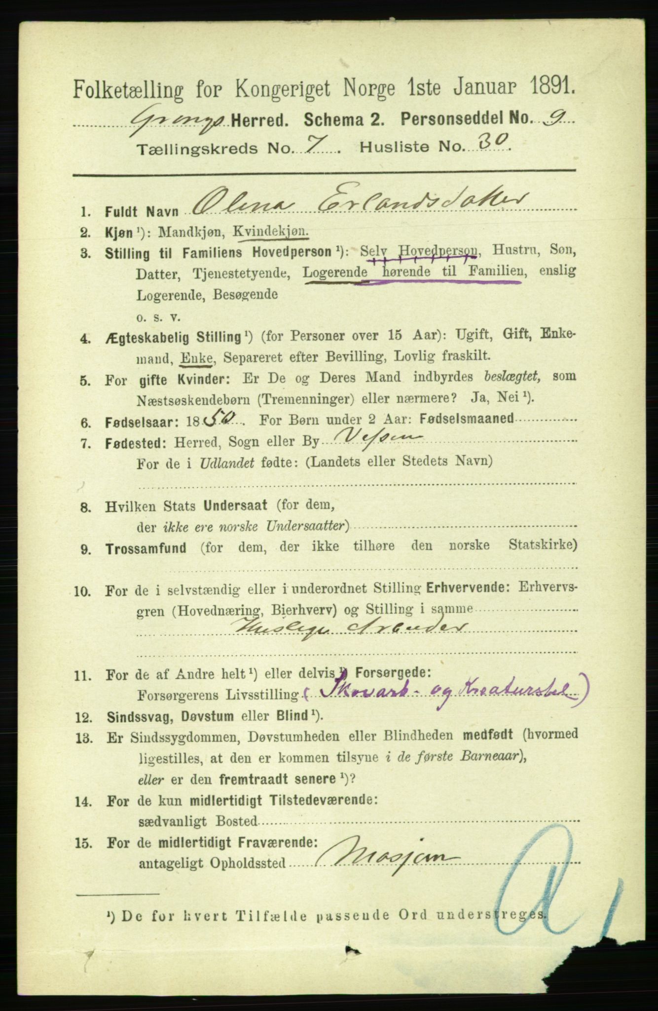 RA, 1891 census for 1742 Grong, 1891, p. 2792