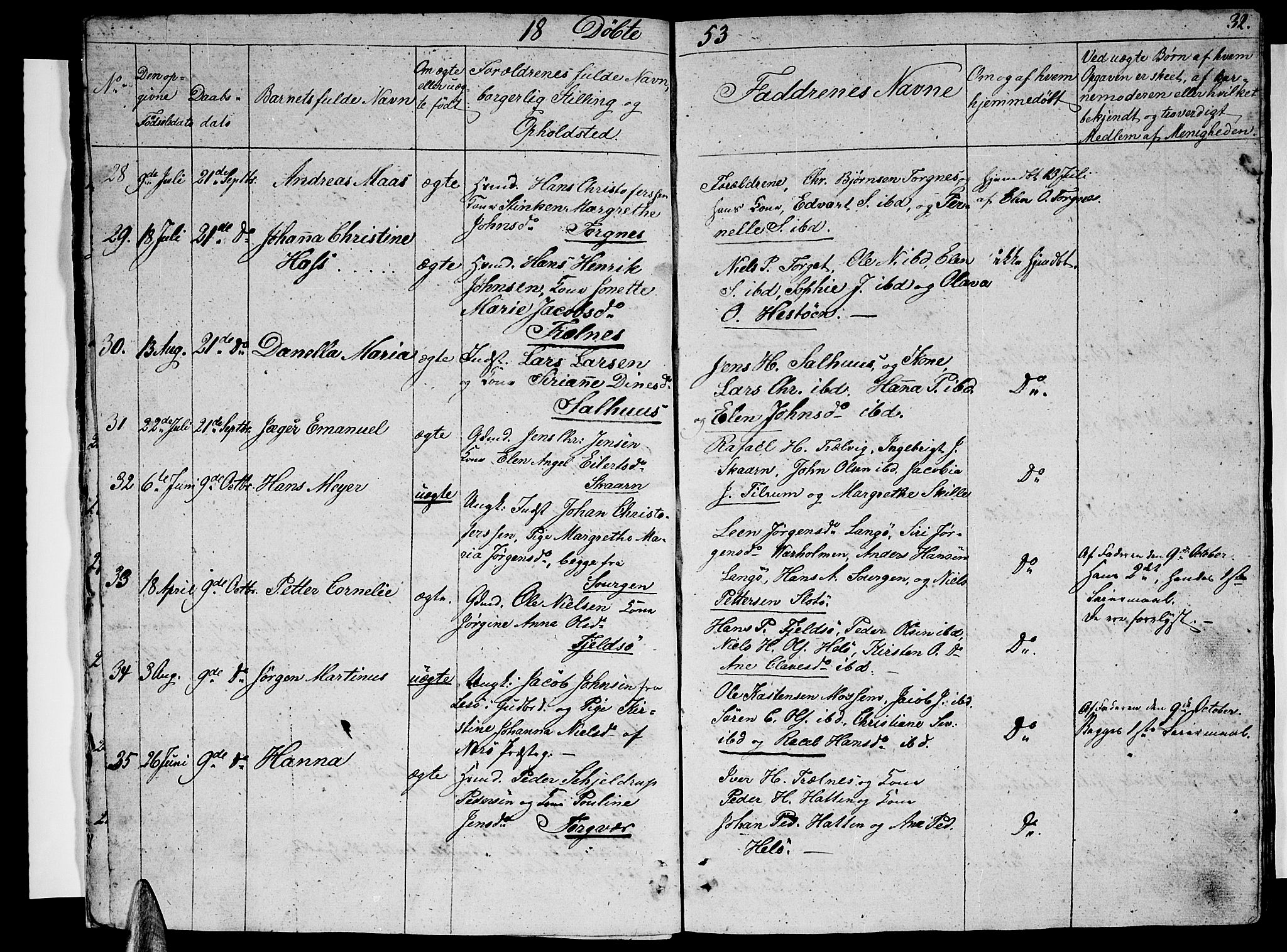 Ministerialprotokoller, klokkerbøker og fødselsregistre - Nordland, SAT/A-1459/813/L0211: Parish register (copy) no. 813C03, 1842-1863, p. 32